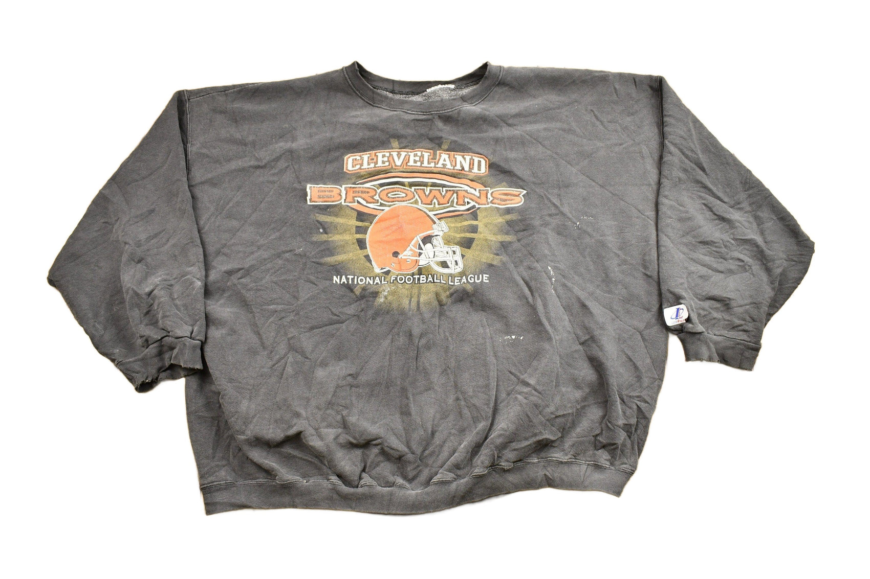 Proper Vintage Clothing > Gender Neutral Adult Clothing > Hoodies & Sweatshirts > Sweatshirts Vintage 1980s Cleveland Browns NFL Logo Athletic Crewneck Sweatshirt / Distressed / Football / Sportswear / Athleisure / Americana