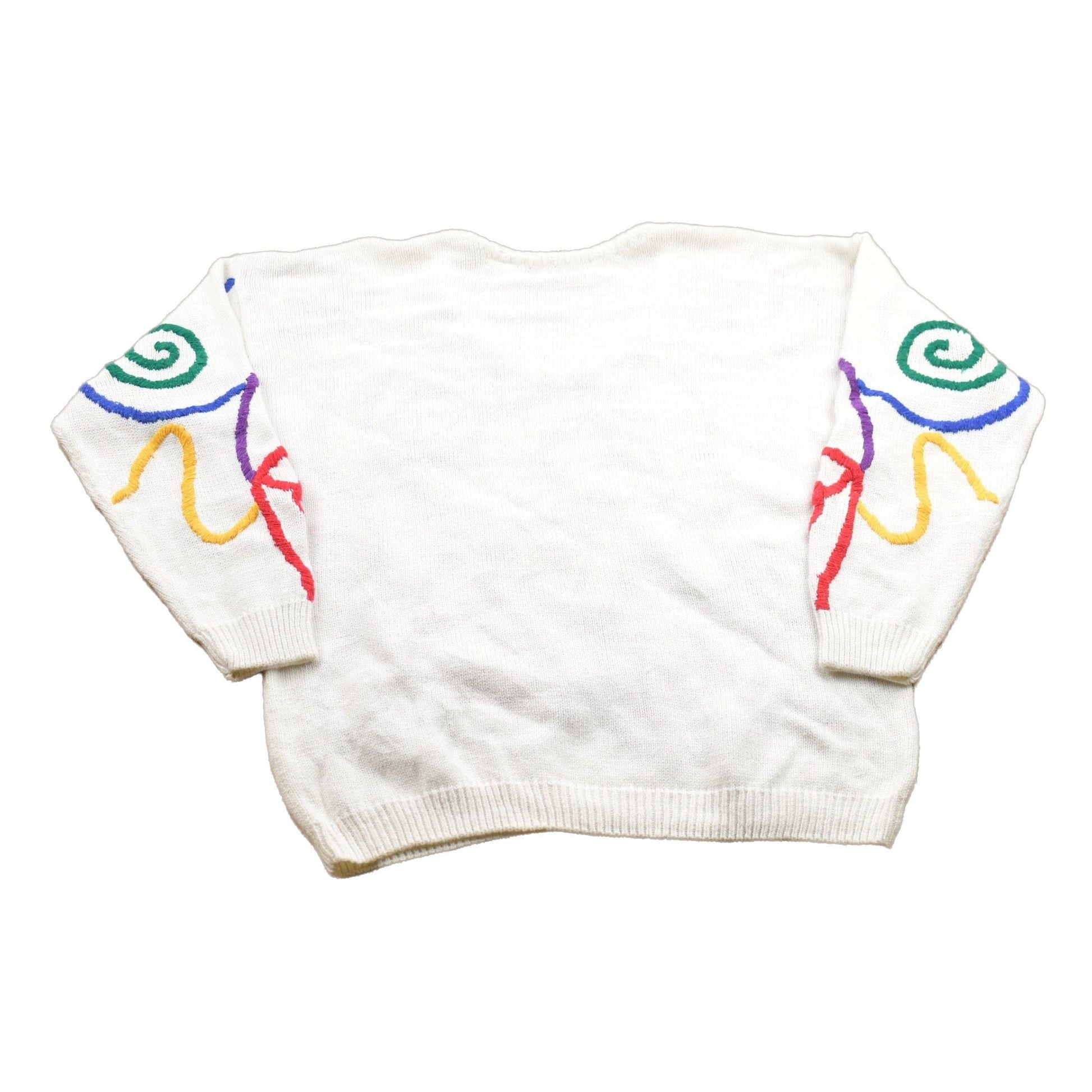 Proper Vintage Clothing > Gender Neutral Adult Clothing > Hoodies & Sweatshirts > Sweatshirts Vintage 1980s Colourful Design Knit Crewneck Sweater / Vintage 90s Crewneck / All Over Pattern / Colorful / Sweatshirt / Abstract Pattern