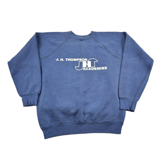 Proper Vintage Clothing > Gender Neutral Adult Clothing > Hoodies & Sweatshirts > Sweatshirts Vintage 1980s J.H. Thompson Academies Graphic Raglan Crewneck Sweatshirt / 90s Crewneck / Made In USA / Streetwear
