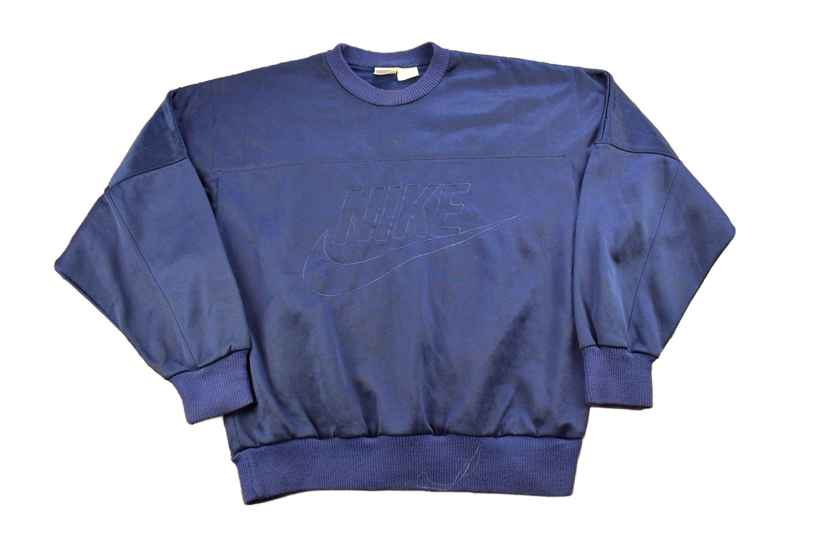 Proper Vintage Clothing > Gender Neutral Adult Clothing > Hoodies & Sweatshirts > Sweatshirts Vintage 1980s Nike Big Swoosh Jersey Like Crewneck Sweatshirt / Vintage Nike / Sportswear / Streetwear / Nike Grey Tag