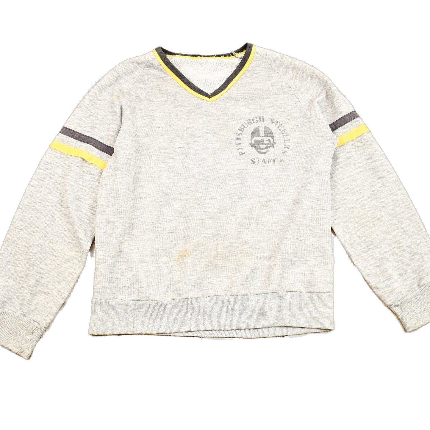 Proper Vintage Clothing > Gender Neutral Adult Clothing > Hoodies & Sweatshirts > Sweatshirts Vintage 1980s Pittsburgh Steelers NFL Staff Sweatshirt / Made In USA / Vintage Football / Sportswear / Americana / Raglan Sweater