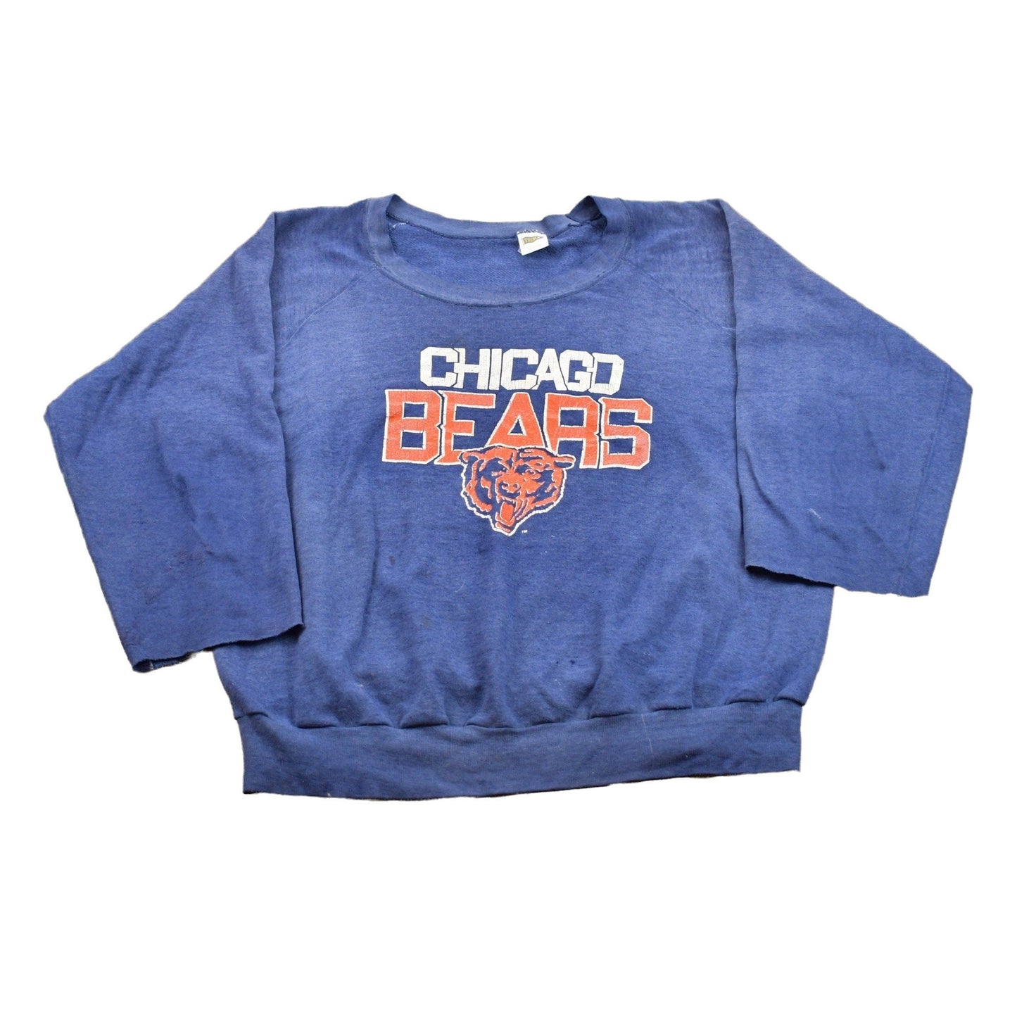 Proper Vintage Clothing > Gender Neutral Adult Clothing > Hoodies & Sweatshirts > Sweatshirts Vintage 1980s Trench Chicago Bears NFL Graphic Raglan Crewneck Sweatshirt / 90s Crewneck / Souvenir / Athleisure / Streetwear / Made In USA