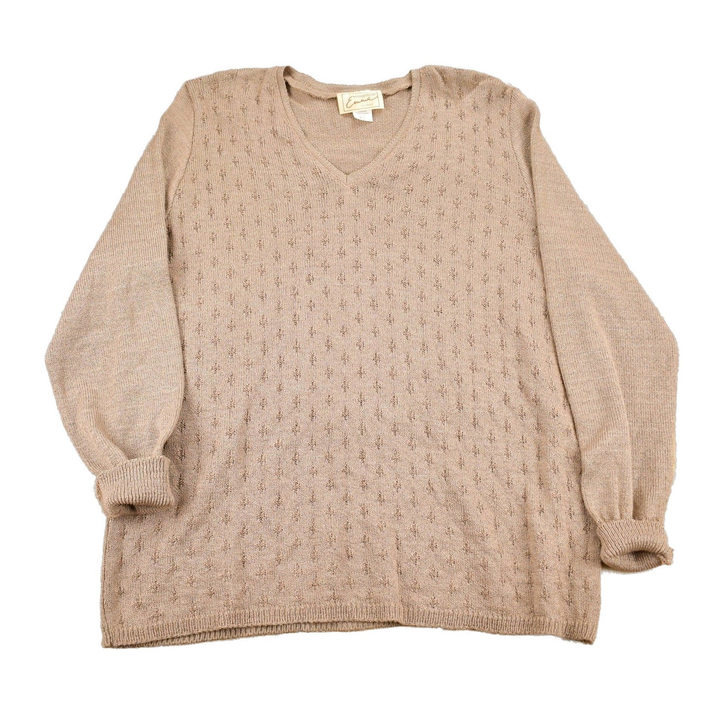 Proper Vintage Clothing > Gender Neutral Adult Clothing > Hoodies & Sweatshirts > Sweatshirts Vintage 1980s V-Neck Yarn Knit Sweater / Vintage 80s V-Neck / Pattern Sweater / Made In Italy