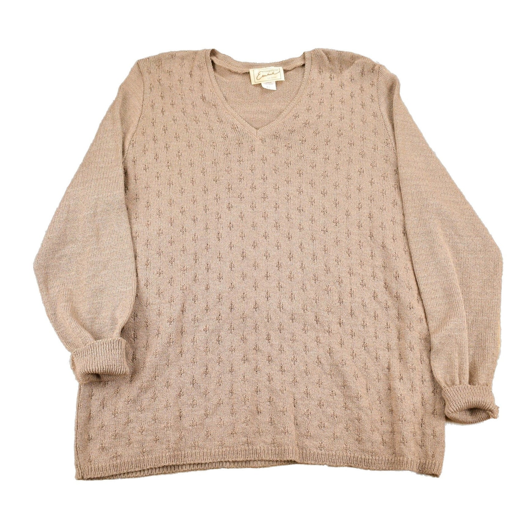 Proper Vintage Clothing > Gender Neutral Adult Clothing > Hoodies & Sweatshirts > Sweatshirts Vintage 1980s V-Neck Yarn Knit Sweater / Vintage 80s V-Neck / Pattern Sweater / Made In Italy