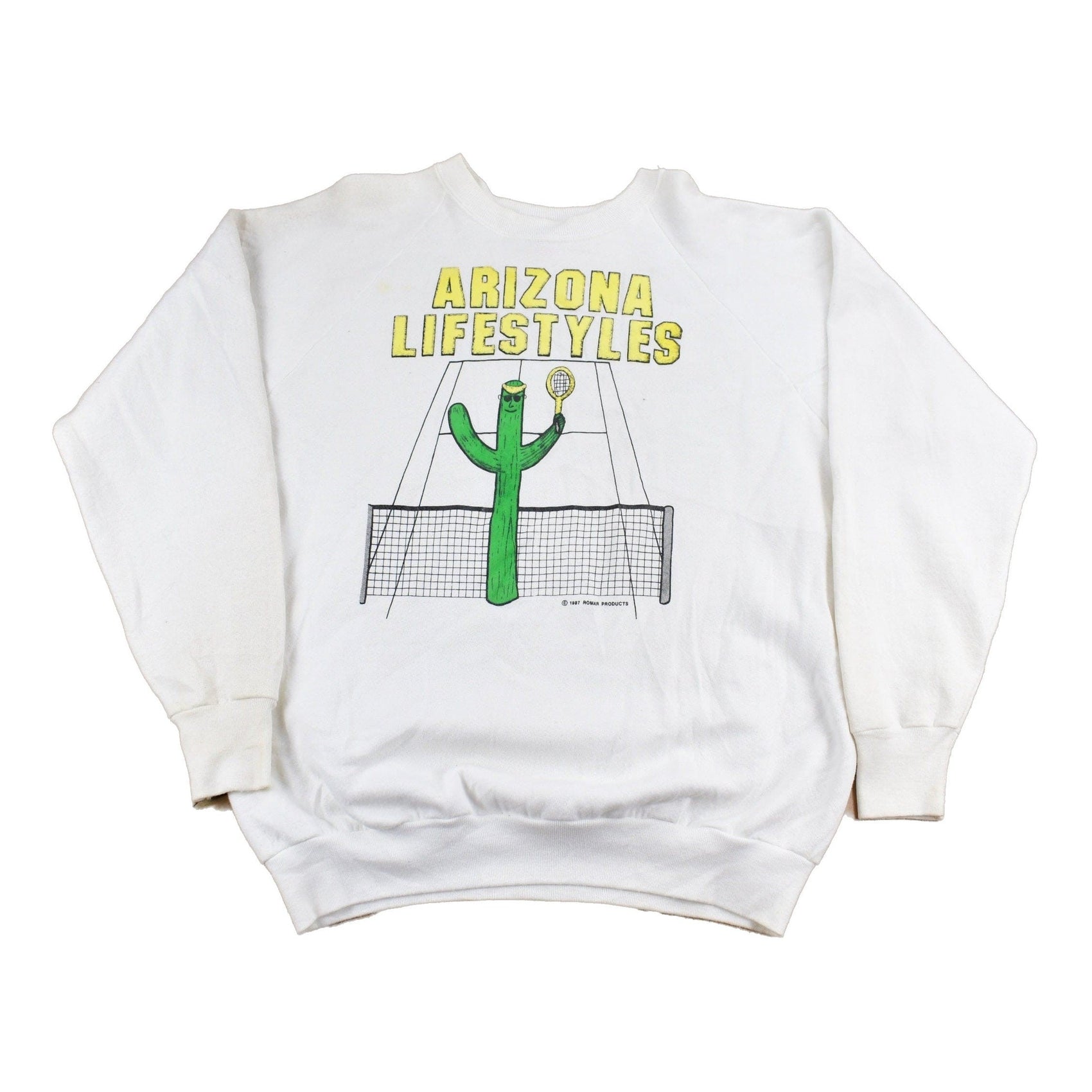Proper Vintage Clothing > Gender Neutral Adult Clothing > Hoodies & Sweatshirts > Sweatshirts Vintage 1987 Arizona Lifestyles Raglan Crewneck Sweatshirt / 90s Crewneck / Souvenir Sweater / Made In USA / Travel And Vacation