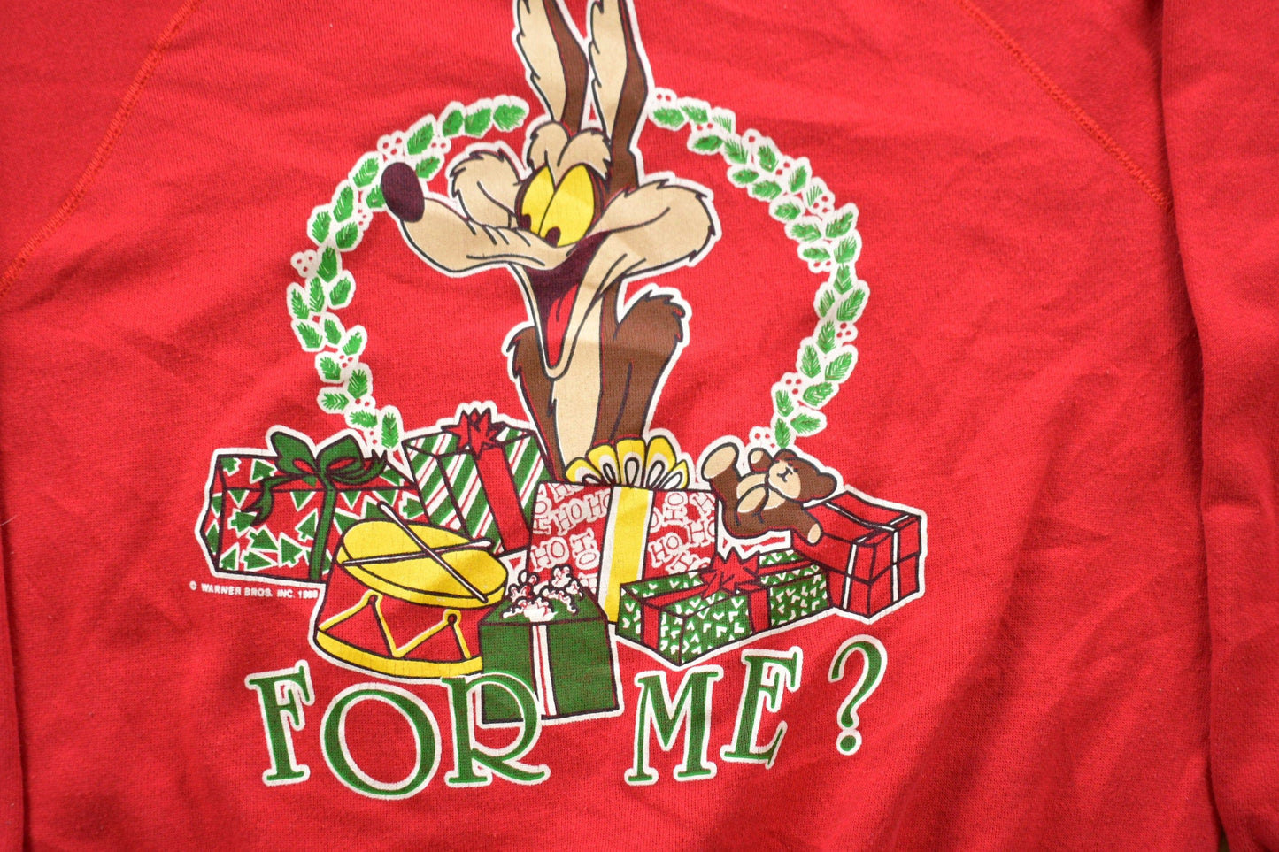 Proper Vintage Clothing > Gender Neutral Adult Clothing > Hoodies & Sweatshirts > Sweatshirts Vintage 1989 Warner Bros For Me? Wile E. Coyote Graphic Crewneck / Vintage Sweatshirt / Sportswear / Vintage Cartoons / Raglan Crewneck