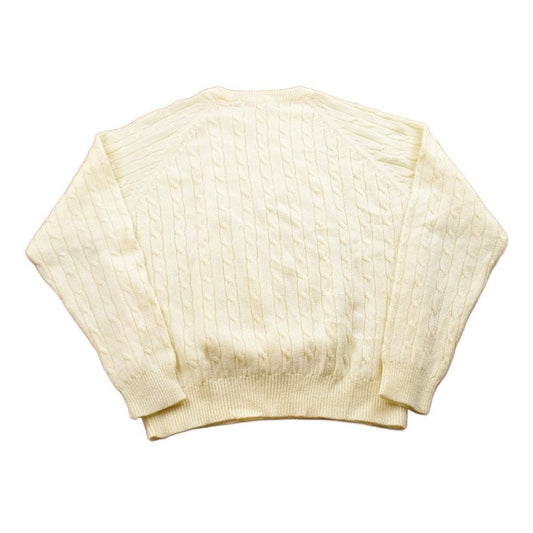 Proper Vintage Clothing > Gender Neutral Adult Clothing > Hoodies & Sweatshirts > Sweatshirts Vintage 1990s 3D Cable Knit Crewneck Sweater / Vintage 90s Crewneck / Blank Knit / / Streetwear / Indian Sportswear