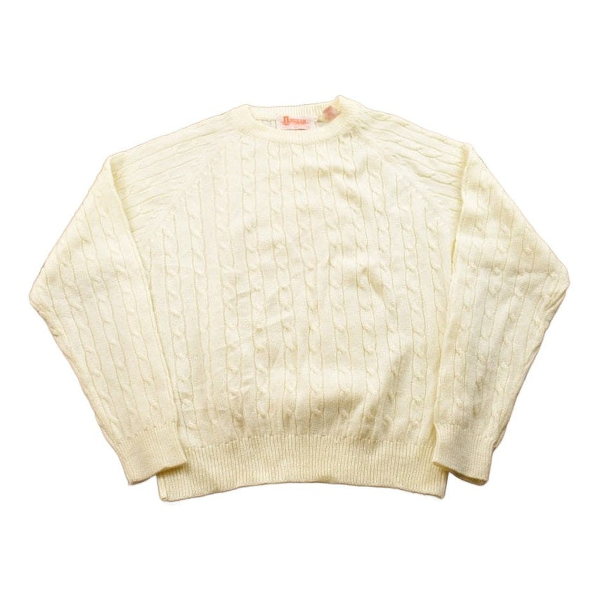 Proper Vintage Clothing > Gender Neutral Adult Clothing > Hoodies & Sweatshirts > Sweatshirts Vintage 1990s 3D Cable Knit Crewneck Sweater / Vintage 90s Crewneck / Blank Knit / / Streetwear / Indian Sportswear