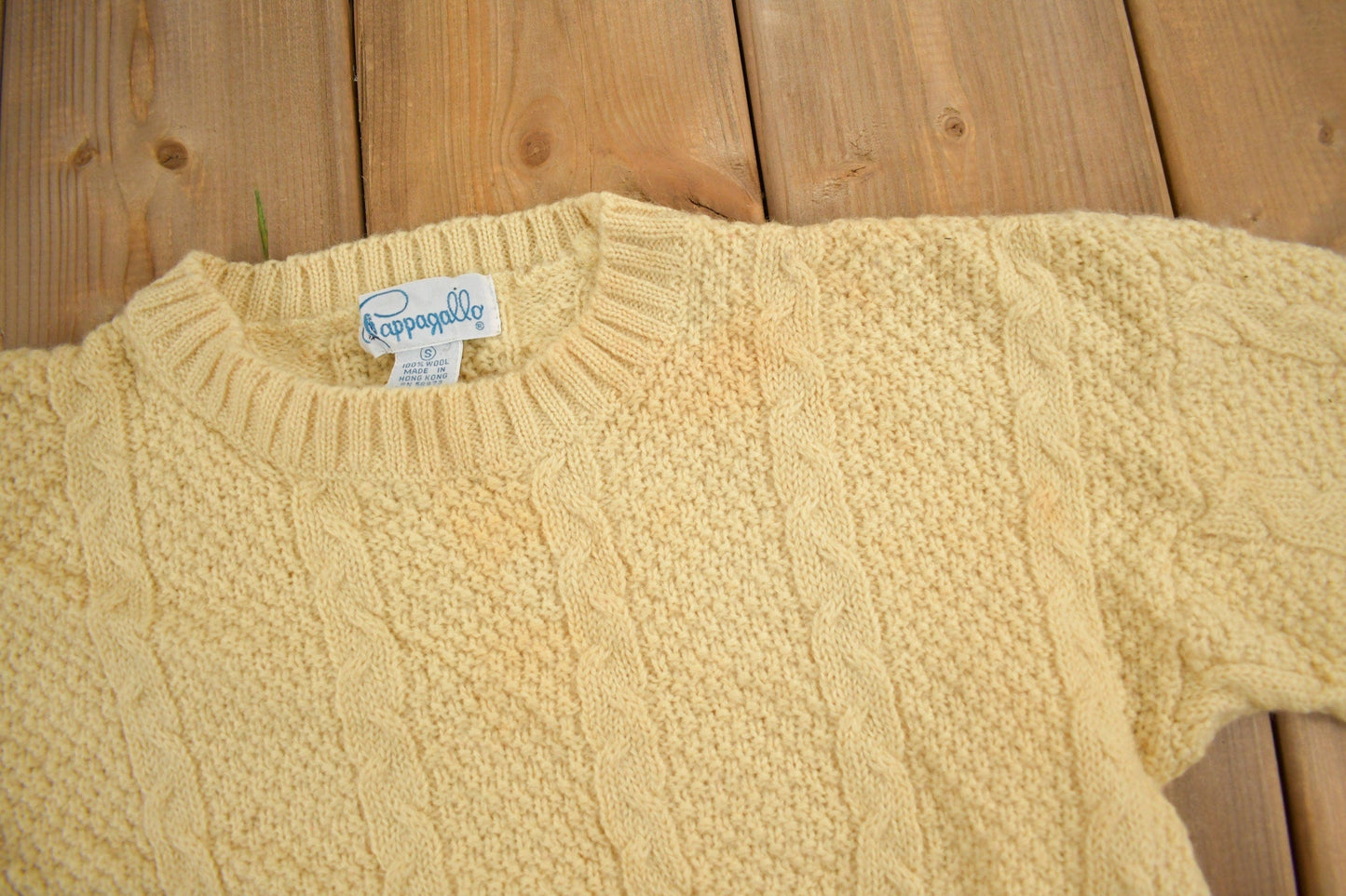 Proper Vintage Clothing > Gender Neutral Adult Clothing > Hoodies & Sweatshirts > Sweatshirts Vintage 1990s 3D Cable Knit Sweater / Size Small / 100% Wool Sweater / Blank Sweater