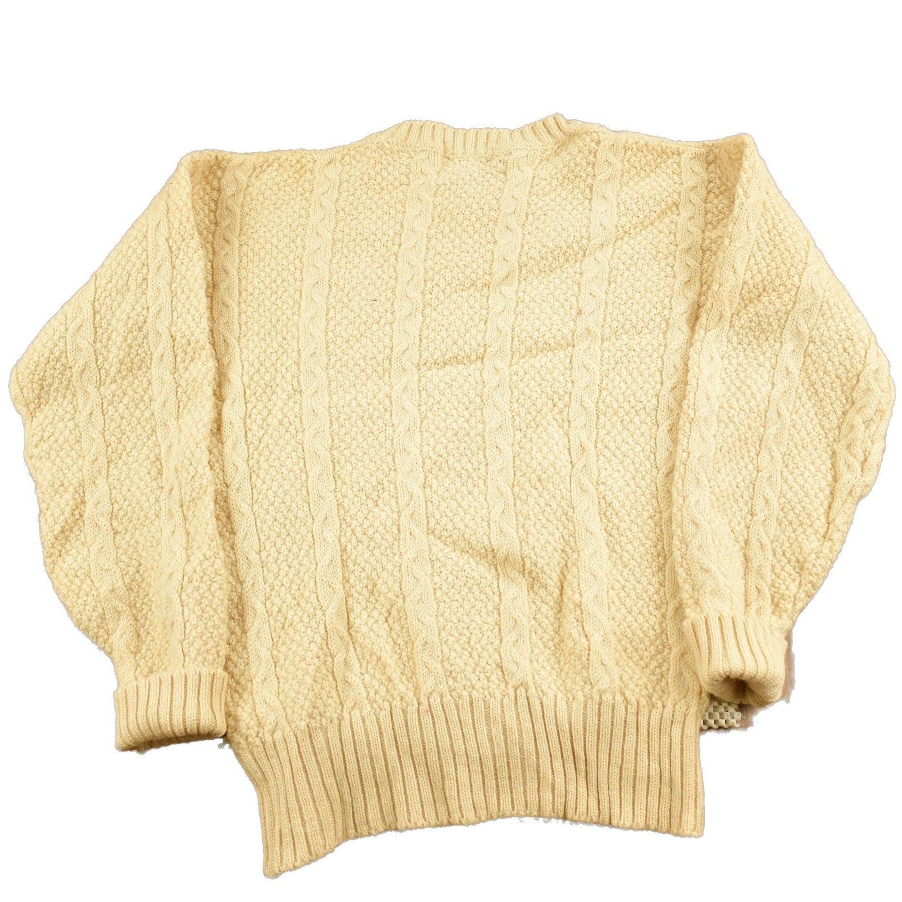 Proper Vintage Clothing > Gender Neutral Adult Clothing > Hoodies & Sweatshirts > Sweatshirts Vintage 1990s 3D Cable Knit Sweater / Size Small / 100% Wool Sweater / Blank Sweater