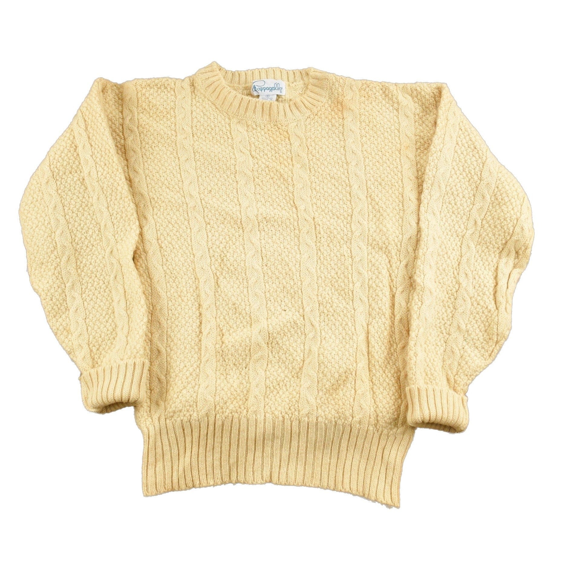 Proper Vintage Clothing > Gender Neutral Adult Clothing > Hoodies & Sweatshirts > Sweatshirts Vintage 1990s 3D Cable Knit Sweater / Size Small / 100% Wool Sweater / Blank Sweater