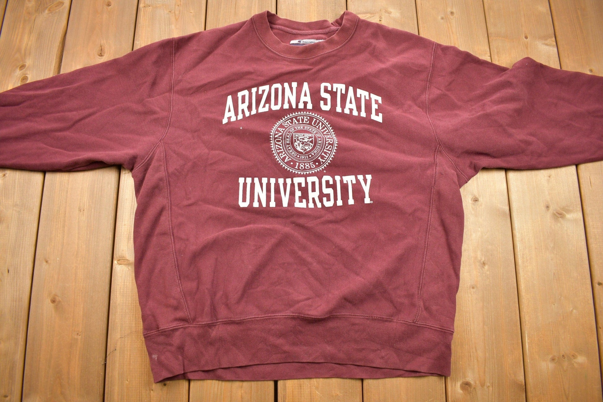 Proper Vintage Clothing > Gender Neutral Adult Clothing > Hoodies & Sweatshirts > Sweatshirts Vintage 1990s Arizona State University Collegiate Champion Reverse Weave Crewneck / NCAA Sweatshirt / Sportswear / ASU / 90s Reverse Weave