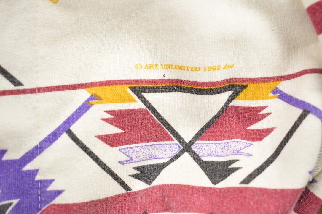 Proper Vintage Clothing > Gender Neutral Adult Clothing > Hoodies & Sweatshirts > Sweatshirts Vintage 1990s Aztec Pattern Quarter Button Up Sweatshirt / 90s Sweater / Made In USA / Essential / Streetwear / Aztec Theme