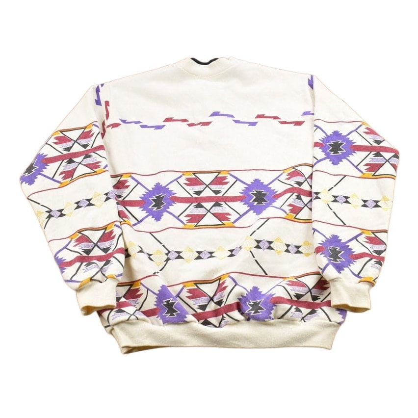 Proper Vintage Clothing > Gender Neutral Adult Clothing > Hoodies & Sweatshirts > Sweatshirts Vintage 1990s Aztec Pattern Quarter Button Up Sweatshirt / 90s Sweater / Made In USA / Essential / Streetwear / Aztec Theme