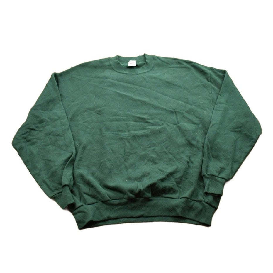 Proper Vintage Clothing > Gender Neutral Adult Clothing > Hoodies & Sweatshirts > Sweatshirts Vintage 1990s Blank Green Crewneck Sweatshirt / 90s Crewneck / Made In USA / Essential / Streetwear / 90s Blank / Jerzees Blank Crewneck