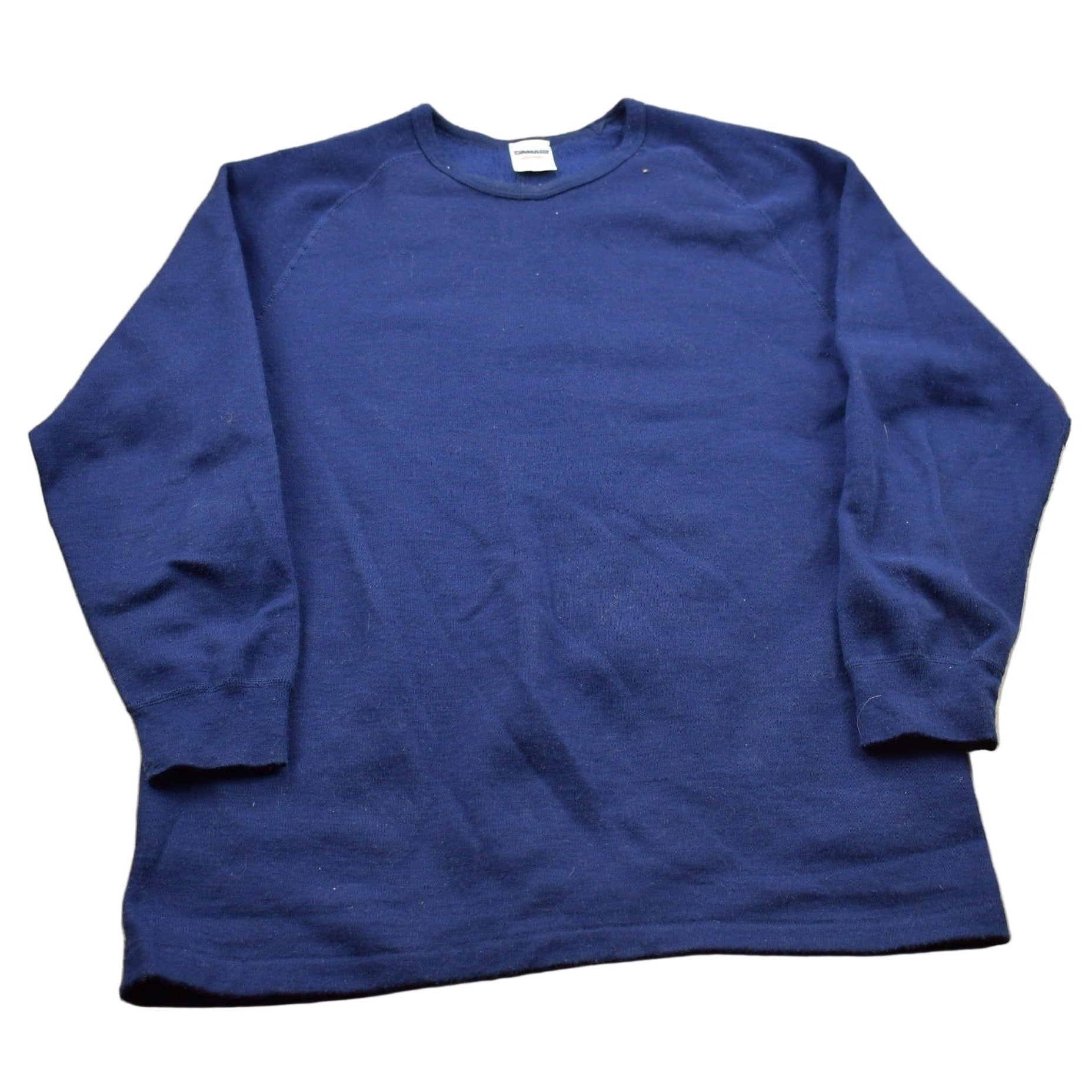 Proper Vintage Clothing > Gender Neutral Adult Clothing > Hoodies & Sweatshirts > Sweatshirts Vintage 1990s Blank Navy Blue Crewneck Sweatshirt / 90s Crewneck / Made In UK / Essential / Streetwear / 90s Blank / Basic Sweater