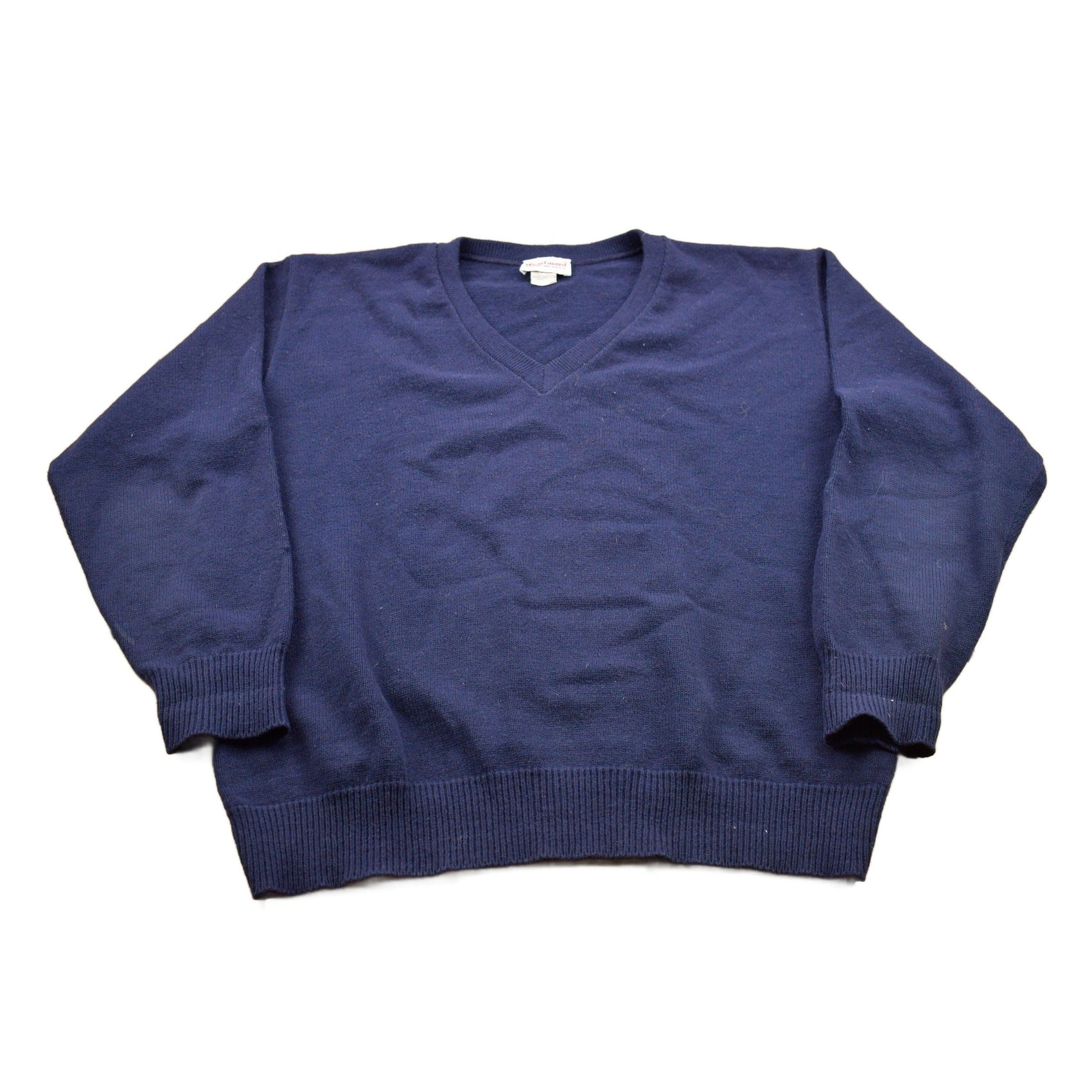 Proper Vintage Clothing > Gender Neutral Adult Clothing > Hoodies & Sweatshirts > Sweatshirts Vintage 1990s Blank Navy Blue Knitted Crewneck Sweater / Vintage 90s Crewneck / Basic Knit / Colorful / Sweatshirt / Blank Crewneck