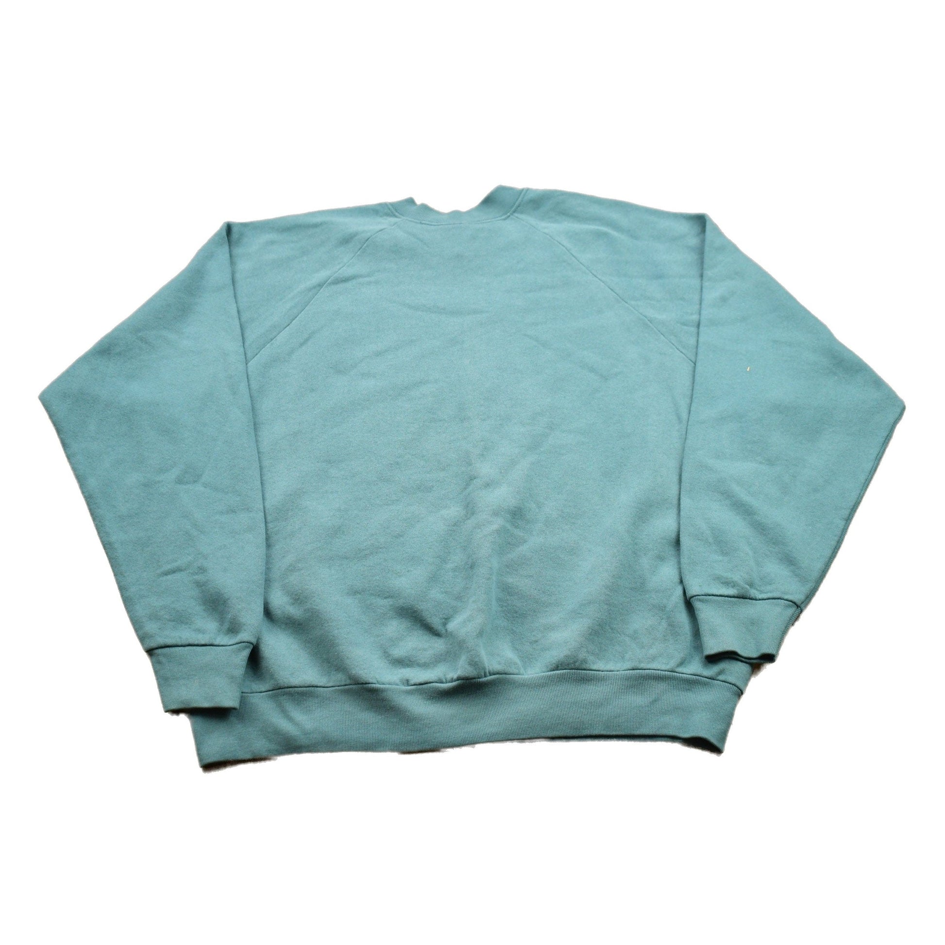 Proper Vintage Clothing > Gender Neutral Adult Clothing > Hoodies & Sweatshirts > Sweatshirts Vintage 1990s Blank Turquoise Crewneck Sweatshirt / 90s Crewneck / Made In USA / Essential / Streetwear / 90s Blank / Basic Crewneck