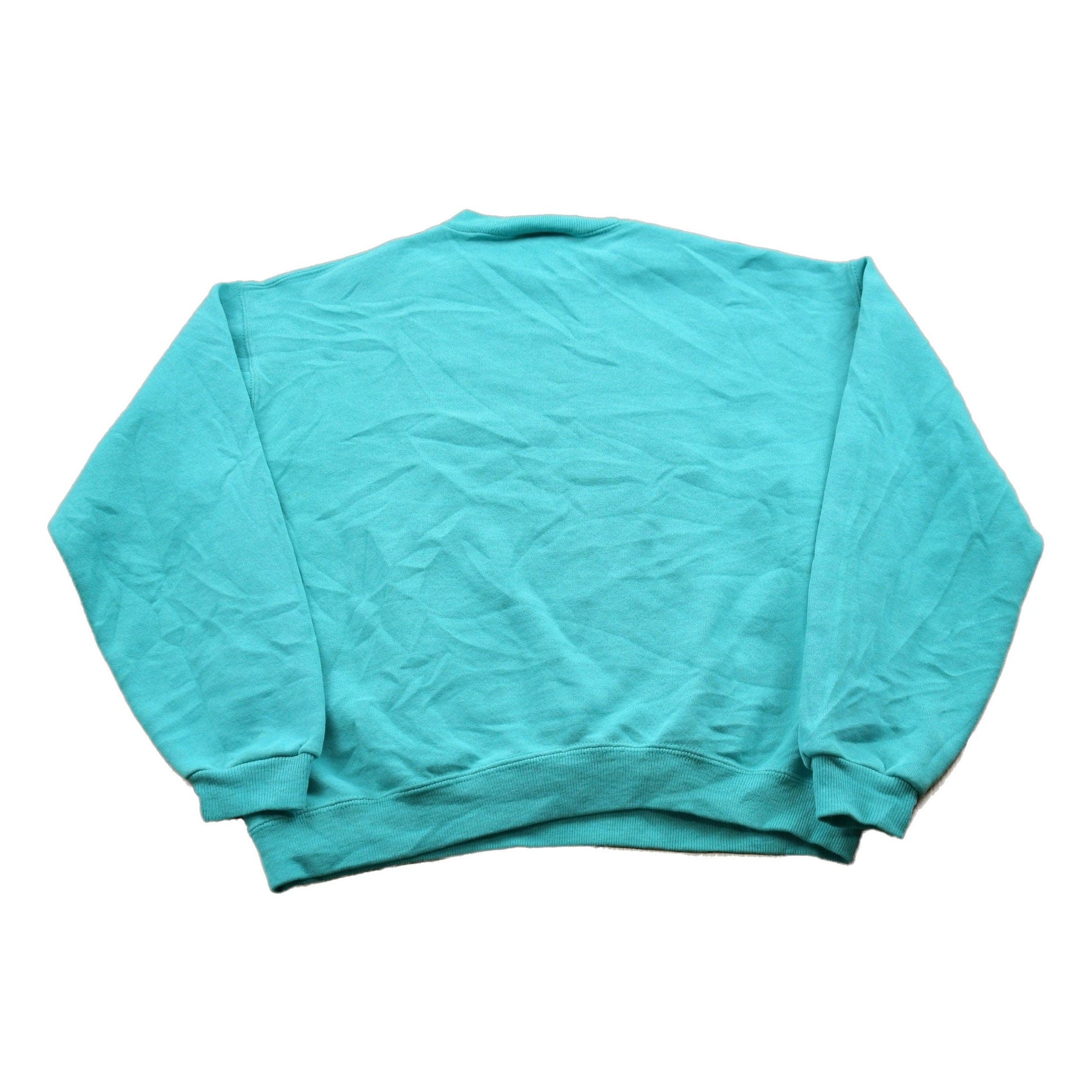 Proper Vintage Clothing > Gender Neutral Adult Clothing > Hoodies & Sweatshirts > Sweatshirts Vintage 1990s Blank Turquoise Crewneck Sweatshirt / 90s Crewneck / Made In USA / Essential / Streetwear / 90s Blank / Cheetah Mervvns