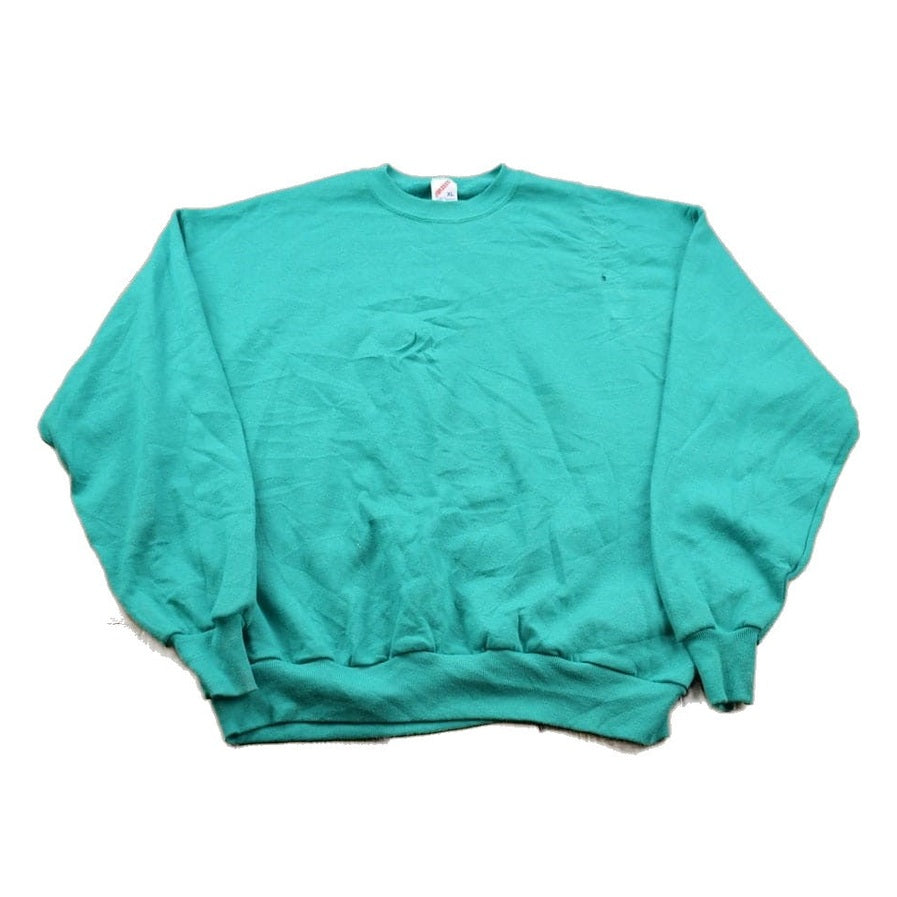 Proper Vintage Clothing > Gender Neutral Adult Clothing > Hoodies & Sweatshirts > Sweatshirts Vintage 1990s Blank Turquoise Crewneck Sweatshirt / 90s Crewneck / Made In USA / Essential / Streetwear / 90s Blank / Jerzees Blank