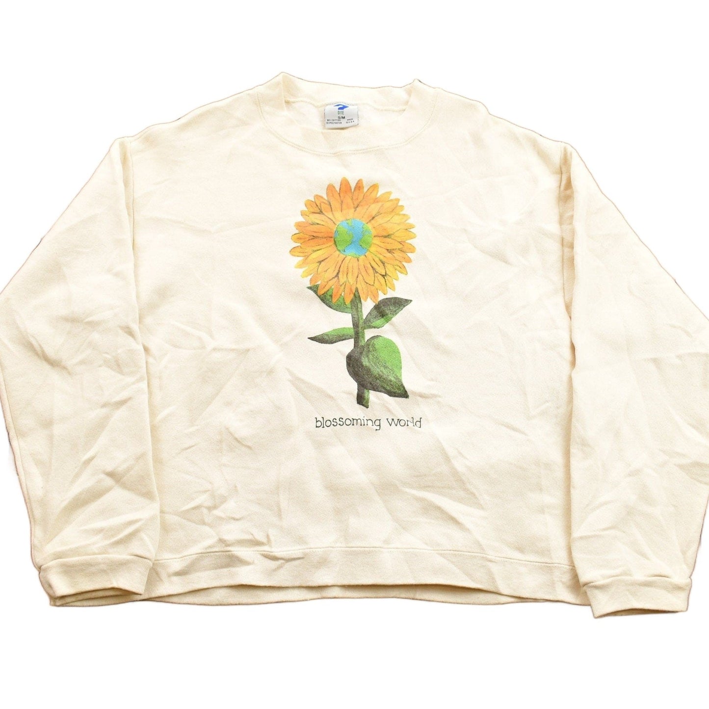 Proper Vintage Clothing > Gender Neutral Adult Clothing > Hoodies & Sweatshirts > Sweatshirts Vintage 1990s Blossoming World Die Graphic Crewneck Sweatshirt / 90s Crewneck / Made In USA / Streetwear / Sun Flower