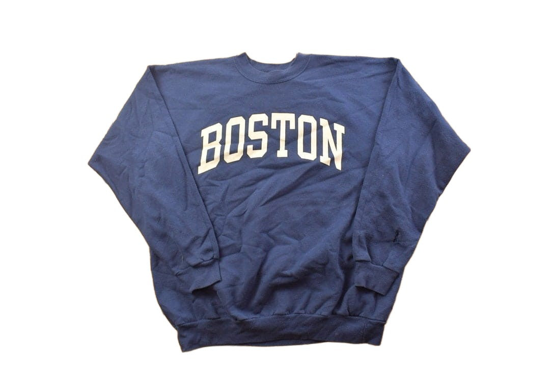 Proper Vintage Clothing > Gender Neutral Adult Clothing > Hoodies & Sweatshirts > Sweatshirts Vintage 1990s Boston Collegiate Crewneck / Embroidered / NCAA Sweatshirt / Sportswear / Americana