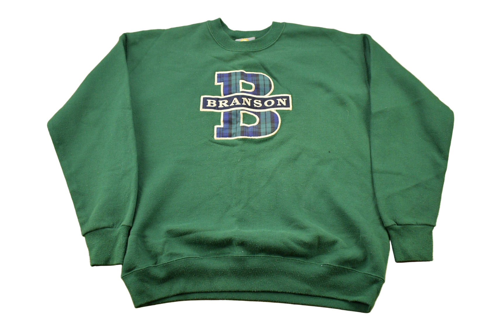 Proper Vintage Clothing > Gender Neutral Adult Clothing > Hoodies & Sweatshirts > Sweatshirts Vintage 1990s Branson University Collegiate Crewneck / Embroidered / Made In USA / Sportswear / Americana