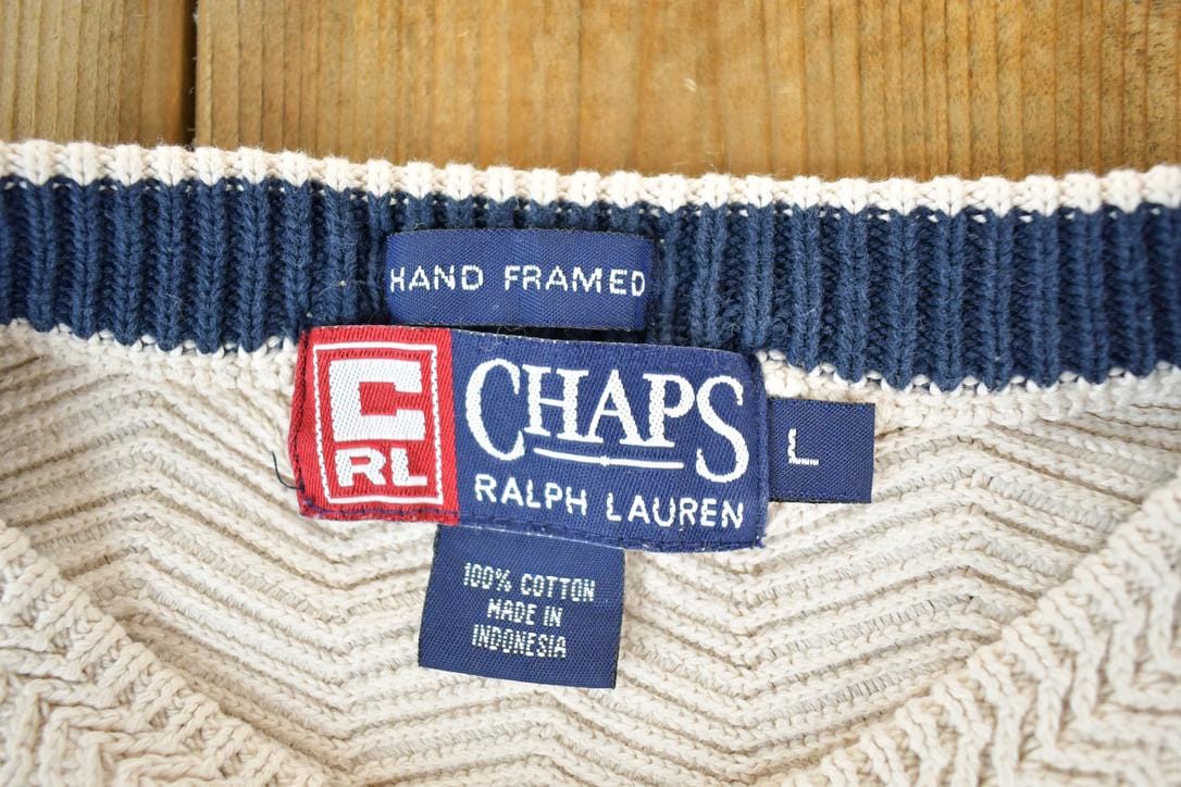 Proper Vintage Clothing > Gender Neutral Adult Clothing > Hoodies & Sweatshirts > Sweatshirts Vintage 1990s Chaps Ralph Lauren Knit Abstract Pattern Crewneck Sweater Mens L / 90s Crewneck / Preppy Knits / Wool Blend / Cotton Blend