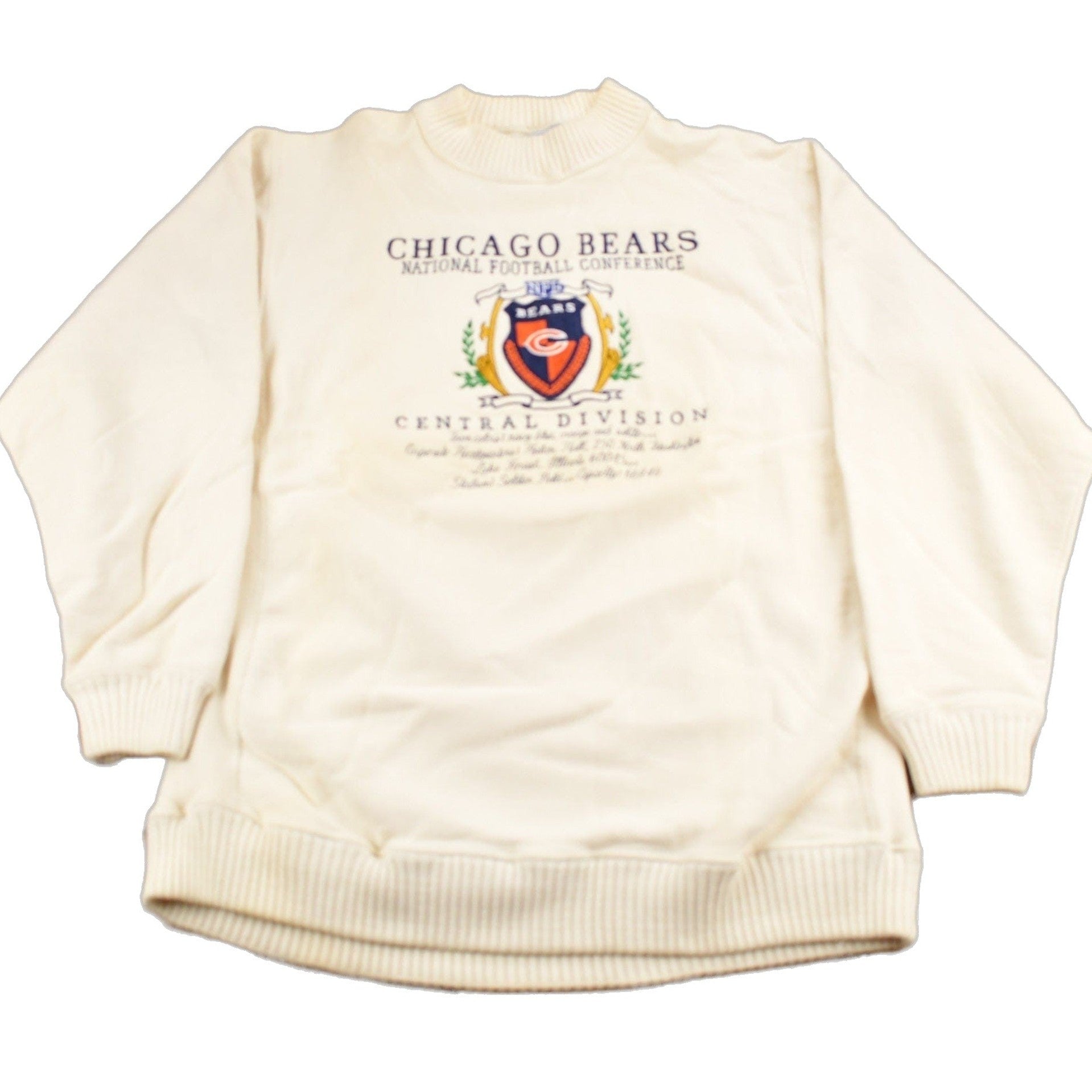 Proper Vintage Clothing > Gender Neutral Adult Clothing > Hoodies & Sweatshirts > Sweatshirts Vintage 1990s Chicago Bears NFL Embroidered Mockneck Sweatshirt / Made In USA / Football / Sportswear / Americana / Nutmeg
