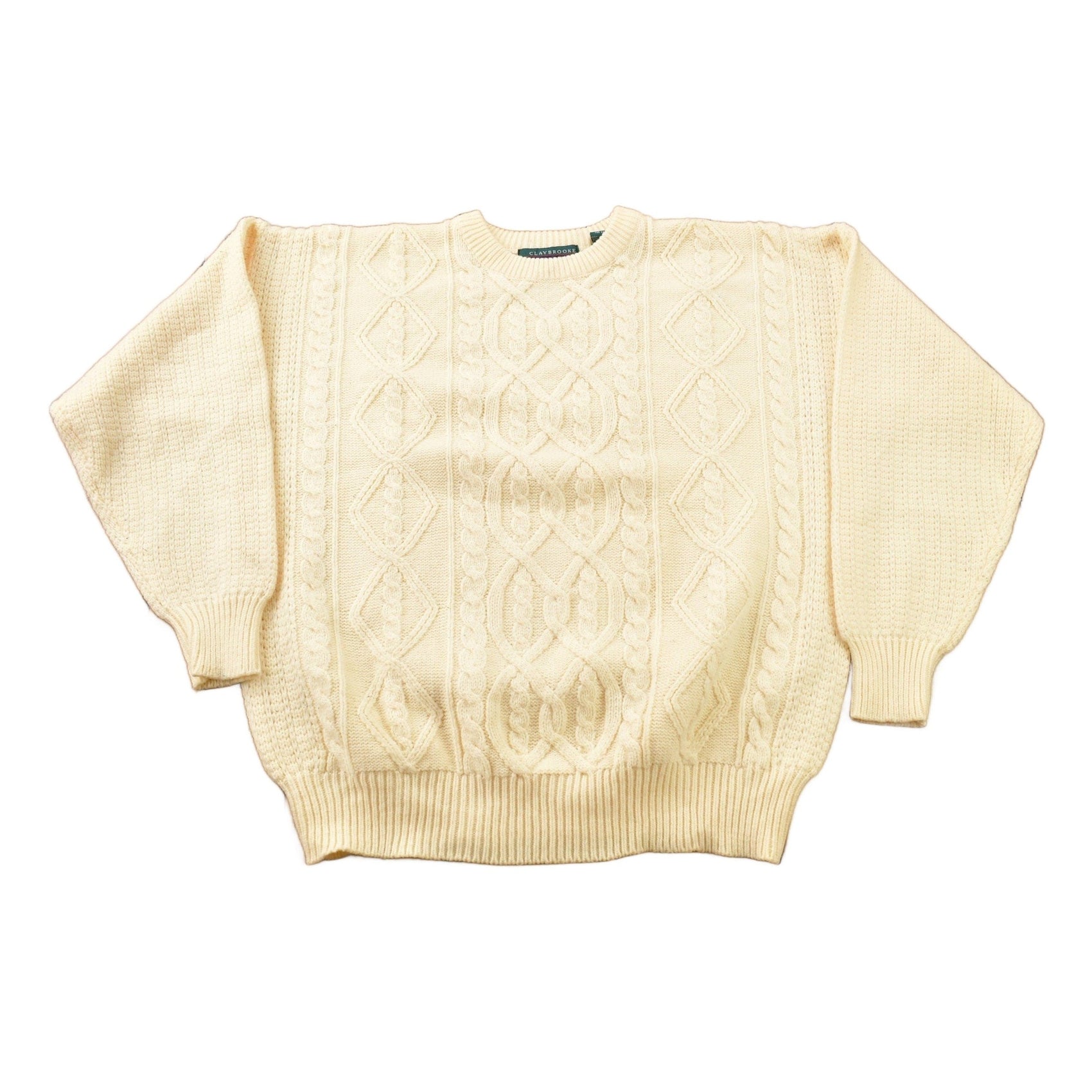 Proper Vintage Clothing > Gender Neutral Adult Clothing > Hoodies & Sweatshirts > Sweatshirts Vintage 1990s Claybrooke Outdoors Knitted Crewneck Sweater / Vintage 90s Crewneck / All Over Pattern / Cable Knit