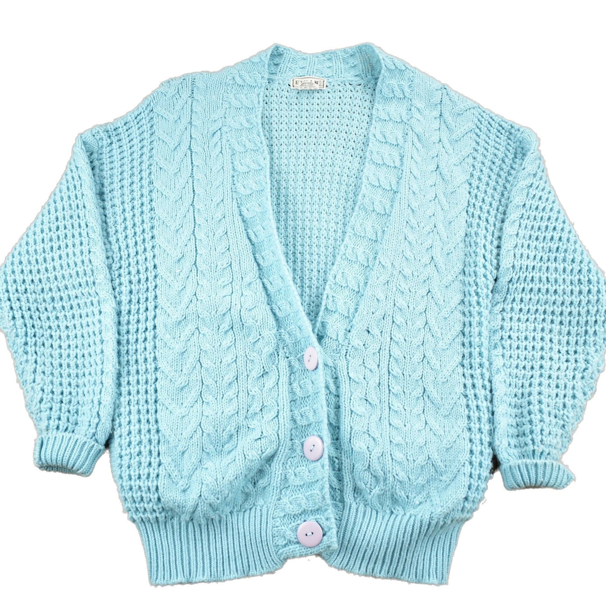 Proper Vintage Clothing > Gender Neutral Adult Clothing > Hoodies & Sweatshirts > Sweatshirts Vintage 1990s Evian Cable Knit Cardigan Sweater / Vintage Cardigan / Button Up / Patchwork / Embroidered / Acrylic