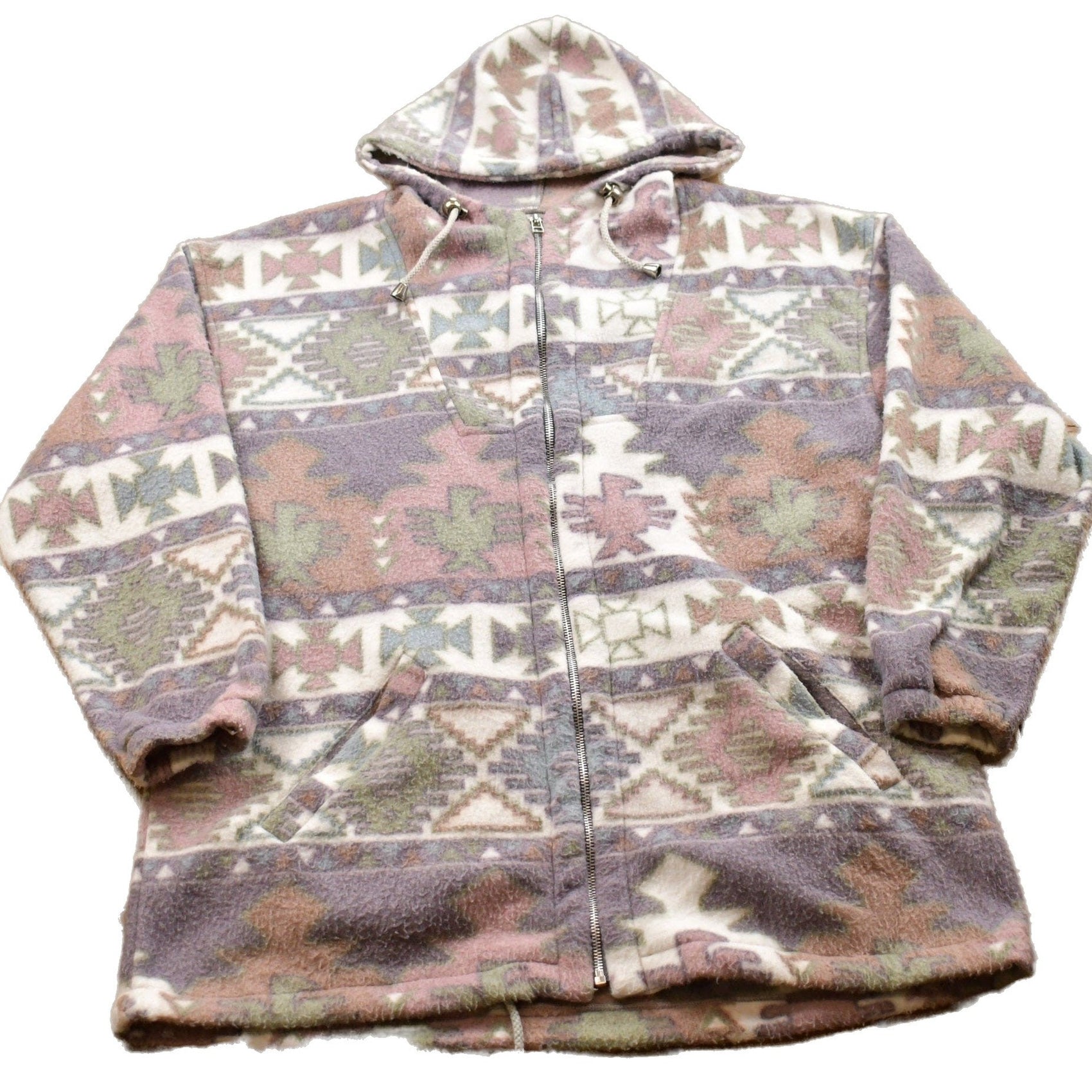 Proper Vintage Clothing > Gender Neutral Adult Clothing > Hoodies & Sweatshirts > Sweatshirts Vintage 1990s G4000 Aztec Pattern Fleece Sweater / Outdoorsman / 90s Sweater / Streetwear / Hiking / Fleece Zip up / Aztec Theme