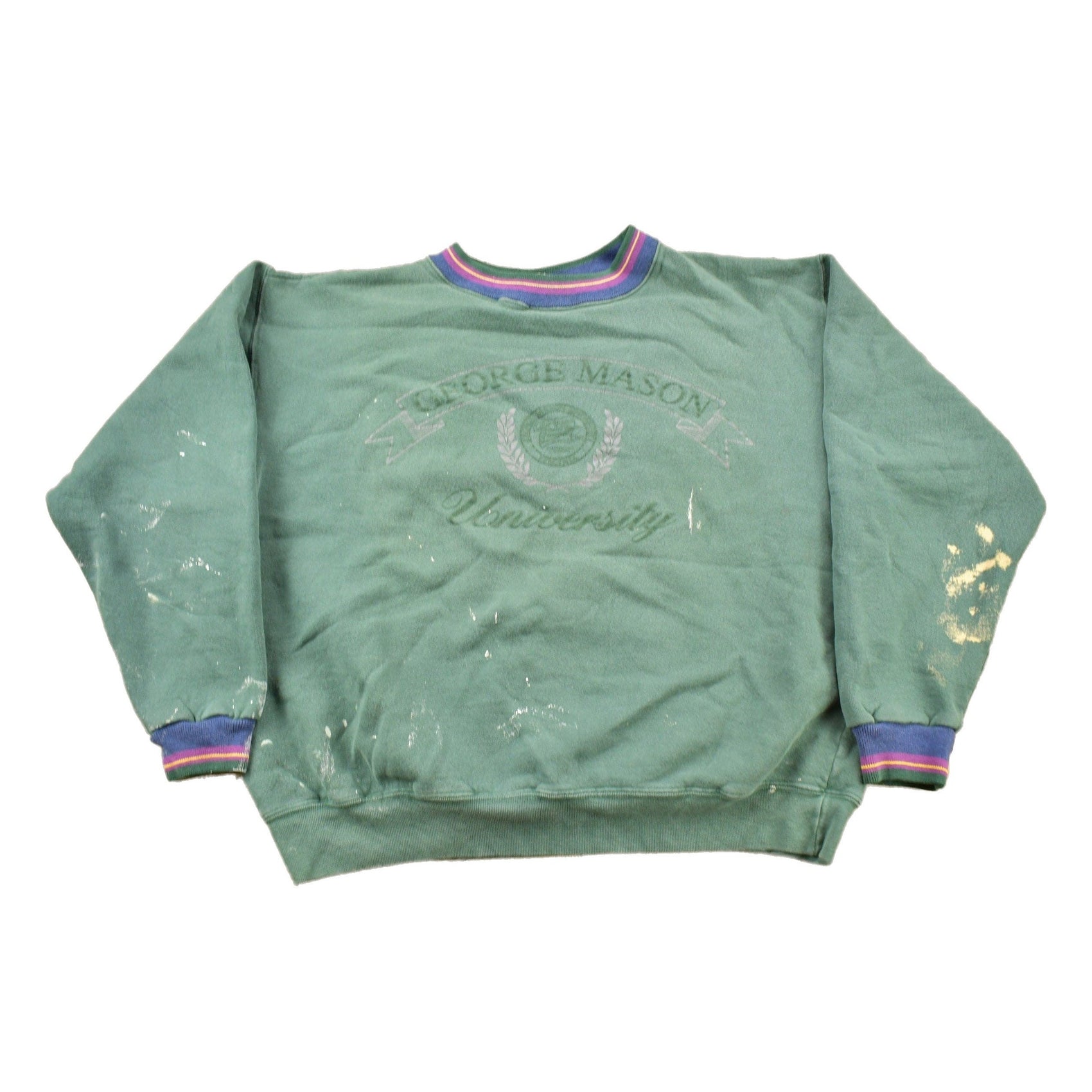 Proper Vintage Clothing > Gender Neutral Adult Clothing > Hoodies & Sweatshirts > Sweatshirts Vintage 1990s George Mason University Collegiate Crewneck / Distressed / NCAA Sweatshirt / Sportswear / Made In USA