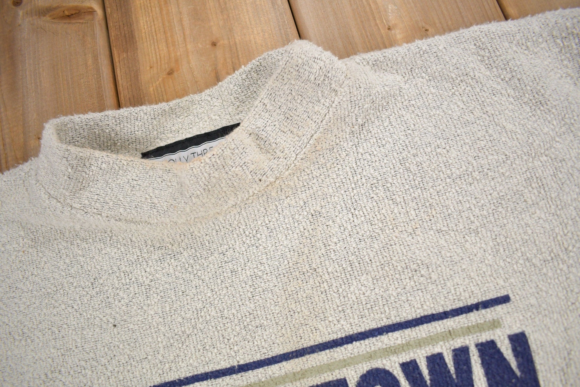 Proper Vintage Clothing > Gender Neutral Adult Clothing > Hoodies & Sweatshirts > Sweatshirts Vintage 1990s Georgetown University Collegiate Mockneck Sweater / Made In USA / Woolly Threads / Americana / Heavy Weight