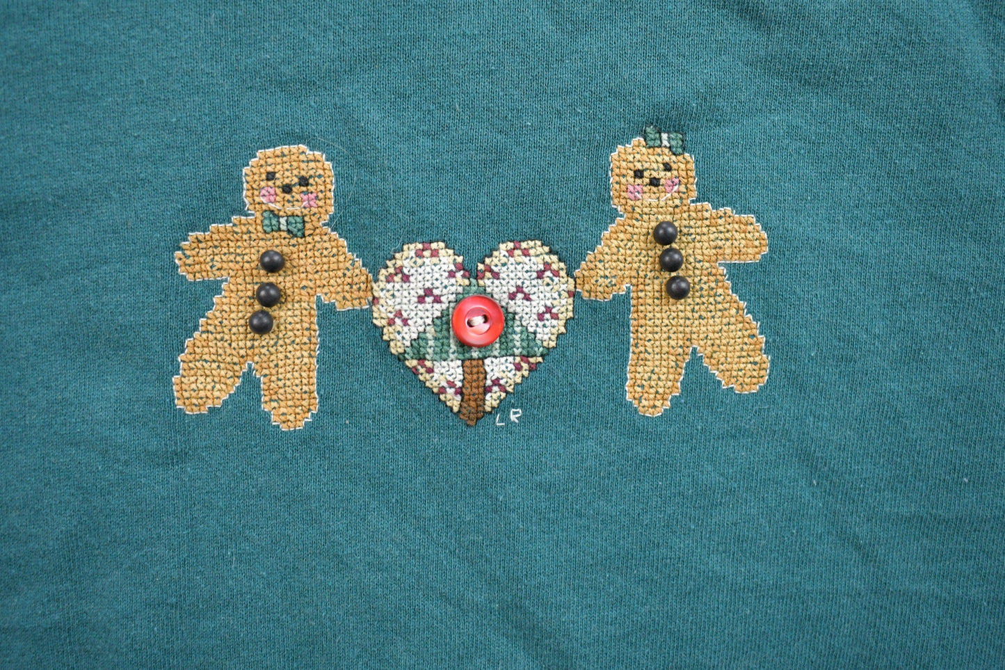 Proper Vintage Clothing > Gender Neutral Adult Clothing > Hoodies & Sweatshirts > Sweatshirts Vintage 1990s Gingerbread Theme Crewneck Sweater / 90s Crewneck / Grandma Sweater / Streetwear / Made In USA / Heart Theme / Button Crewneck