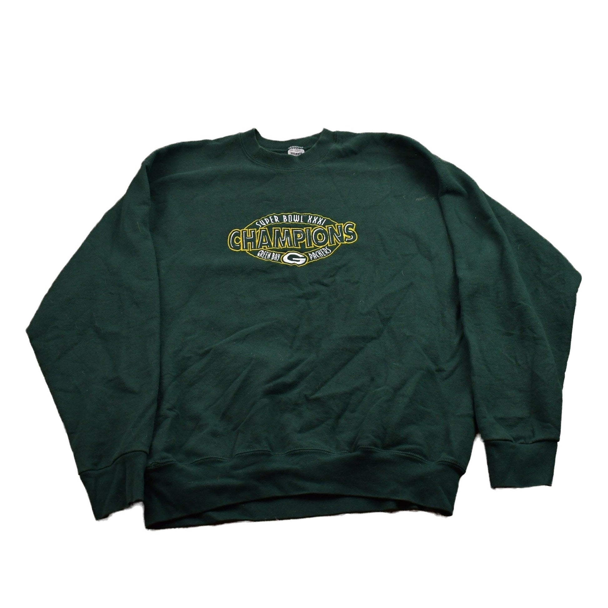 Proper Vintage Clothing > Gender Neutral Adult Clothing > Hoodies & Sweatshirts > Sweatshirts Vintage 1990s Greenbay Packers Superbowl XXXI Crewneck / Made In USA / Football / Sportswear / Athleisure / Americana / Superbowl XXXI
