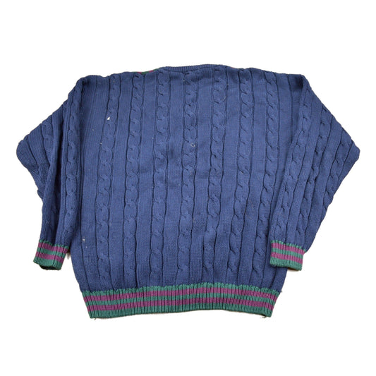 Proper Vintage Clothing > Gender Neutral Adult Clothing > Hoodies & Sweatshirts > Sweatshirts Vintage 1990s Guess Classics V-Neck Knit Colligate Sweater / Vintage 90s 3D Cable Knit / Outdoorsman / Sweatshirt