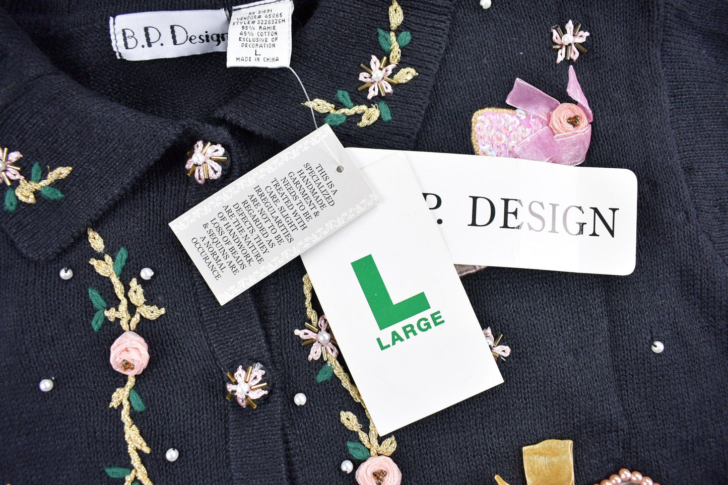 Proper Vintage Clothing > Gender Neutral Adult Clothing > Hoodies & Sweatshirts > Sweatshirts Vintage 1990s Headstock B.P Design Christmas Theme Knit Cardigan Sweater / ChristmasSweater / NWT / Cut N Sew