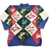 Proper Vintage Clothing > Gender Neutral Adult Clothing > Hoodies & Sweatshirts > Sweatshirts Vintage 1990s IVY Hand Knit Mockneck Sweater / Patchwork / All Over Pattern / Colorful Sweatshirt / Color Block