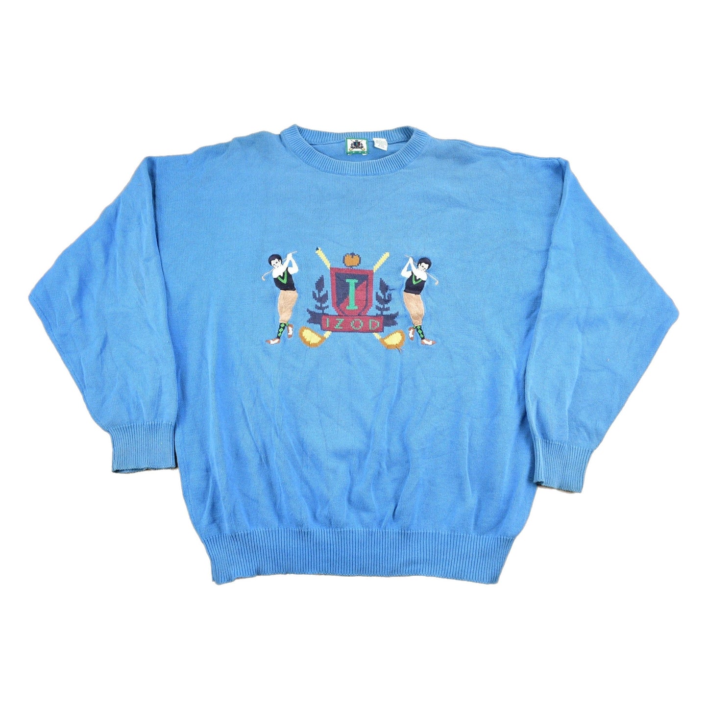 Proper Vintage Clothing > Gender Neutral Adult Clothing > Hoodies & Sweatshirts > Sweatshirts Vintage 1990s IZOD Golfing Theme Knitted Crewneck / Vintage 90s Crewneck / Embroidered