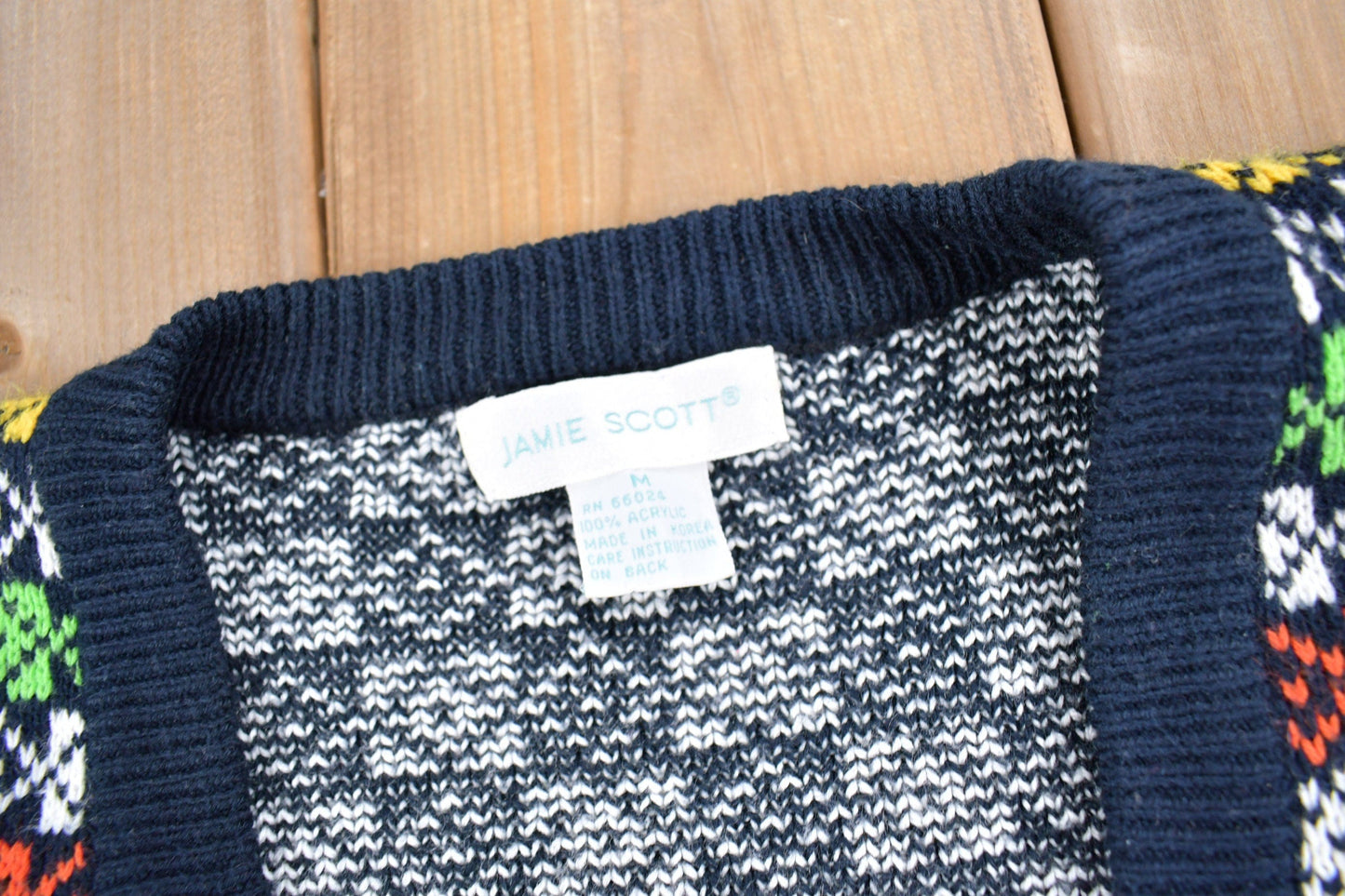 Proper Vintage Clothing > Gender Neutral Adult Clothing > Hoodies & Sweatshirts > Sweatshirts Vintage 1990s Jamie Scott Knitted Cardigan Sweater / Vintage 90s Knit / Colourful Cardigan Sweatshirt / Nanaimo Canada