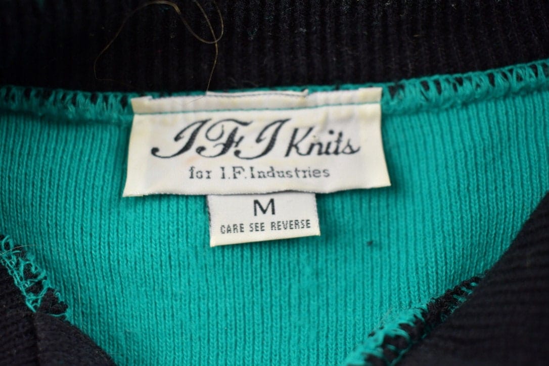 Proper Vintage Clothing > Gender Neutral Adult Clothing > Hoodies & Sweatshirts > Sweatshirts Vintage 1990s JFJ Knitted Button Up Sweater / Vintage 90s Knitted Sweater / All Over Pattern / Colorful / Sweatshirt / Knit Button Up