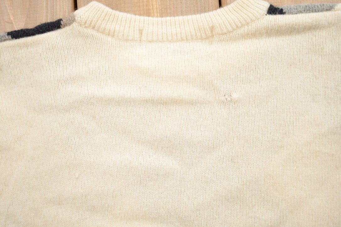 Proper Vintage Clothing > Gender Neutral Adult Clothing > Hoodies & Sweatshirts > Sweatshirts Vintage 1990s John Ashford Lambswool Argyle Crewneck Sweater / Vintage 90s Crewneck / All Over Pattern / Sweatshirt / Abstract Pattern