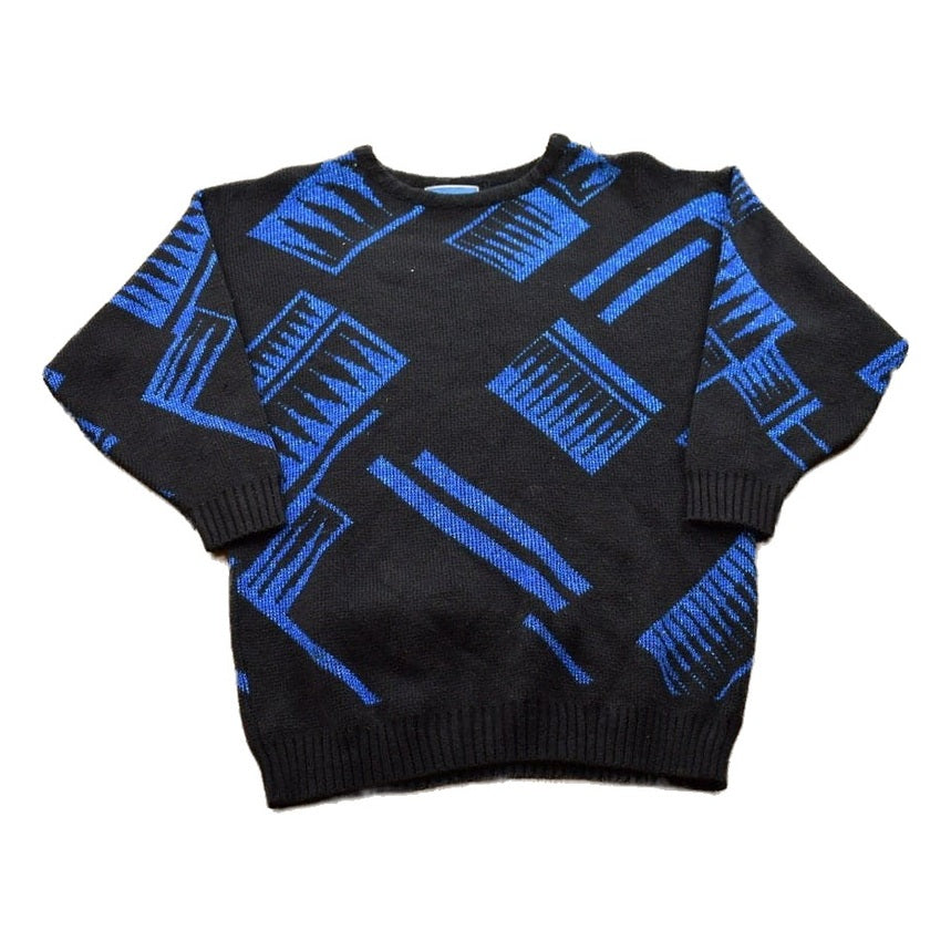 Proper Vintage Clothing > Gender Neutral Adult Clothing > Hoodies & Sweatshirts > Sweatshirts Vintage 1990s Jonathan Cass Knitted Crewneck Sweater / Vintage 90s Crewneck / All Over Pattern / Made In USA / Sweatshirt / Abstract Pattern