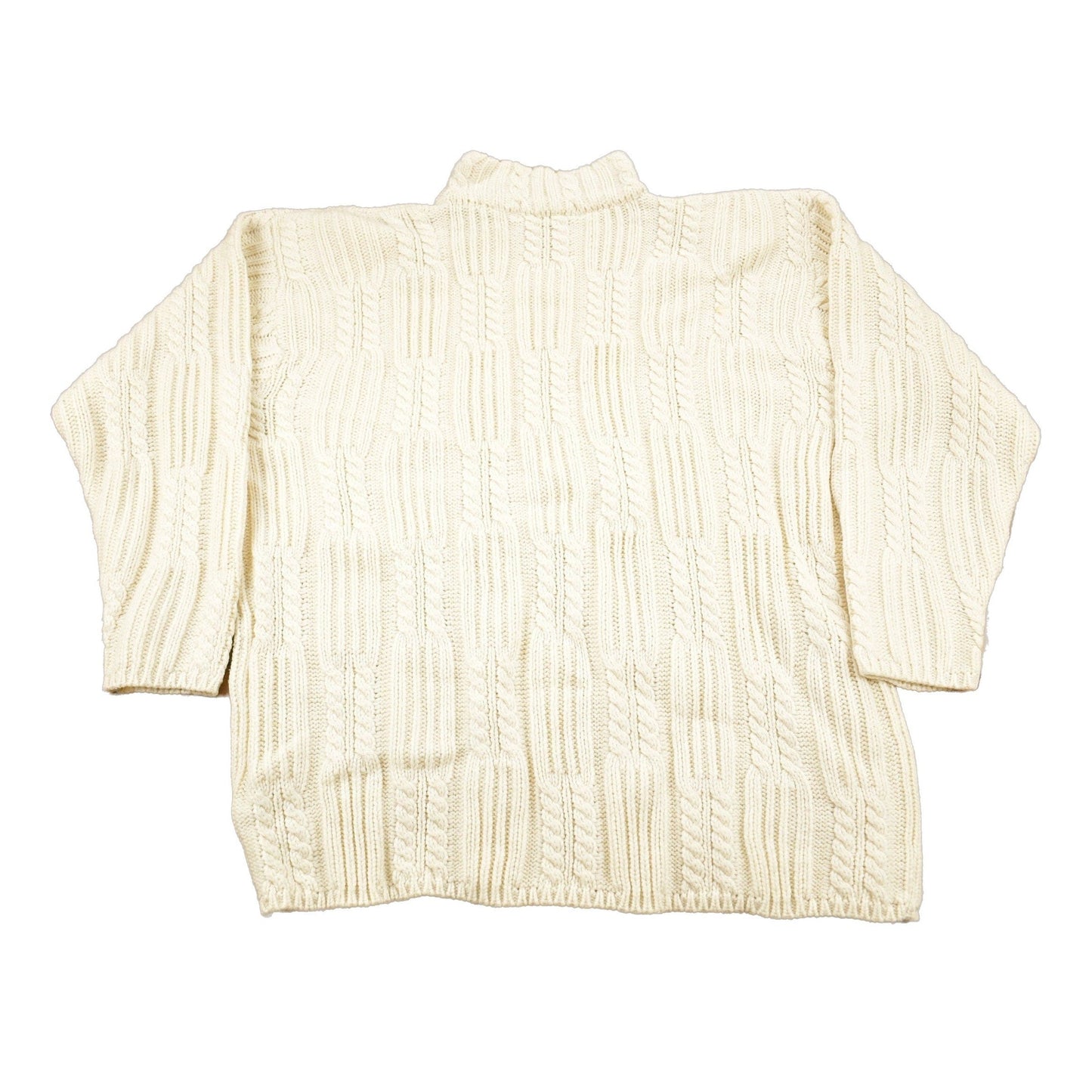 Proper Vintage Clothing > Gender Neutral Adult Clothing > Hoodies & Sweatshirts > Sweatshirts Vintage 1990s Karen Scott II Cable Knit Mockneck Sweater / Virgin Wool / Streetwear / Women's