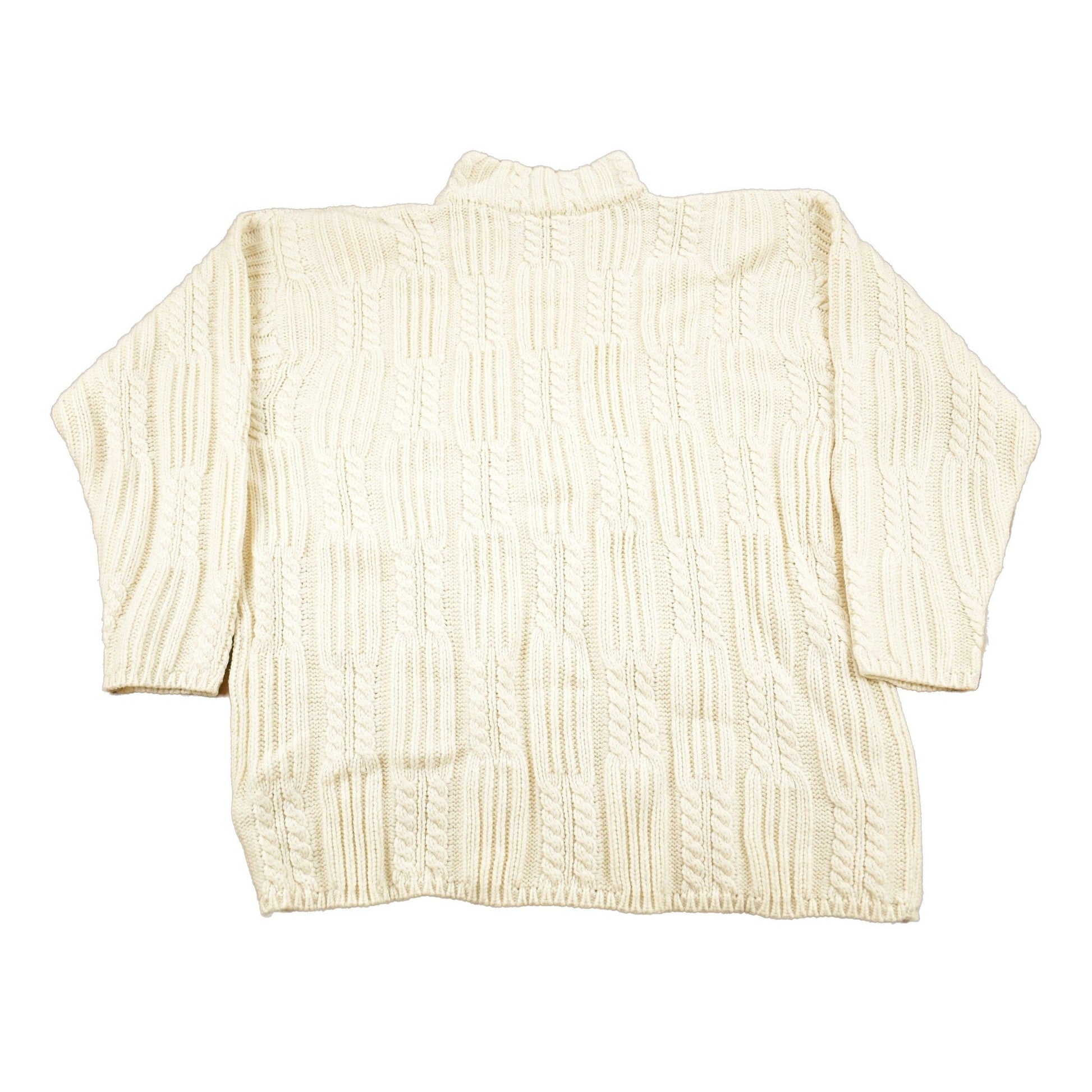 Proper Vintage Clothing > Gender Neutral Adult Clothing > Hoodies & Sweatshirts > Sweatshirts Vintage 1990s Karen Scott II Cable Knit Mockneck Sweater / Virgin Wool / Streetwear / Women's