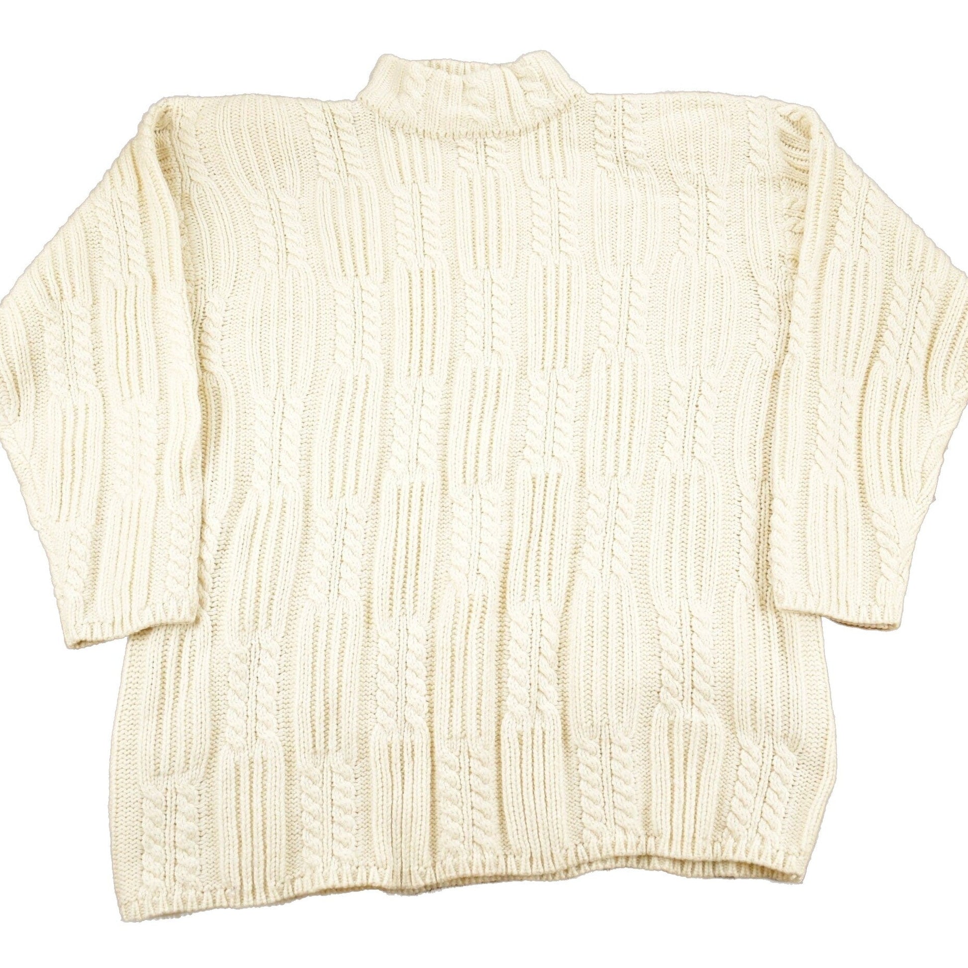 Proper Vintage Clothing > Gender Neutral Adult Clothing > Hoodies & Sweatshirts > Sweatshirts Vintage 1990s Karen Scott II Cable Knit Mockneck Sweater / Virgin Wool / Streetwear / Women's