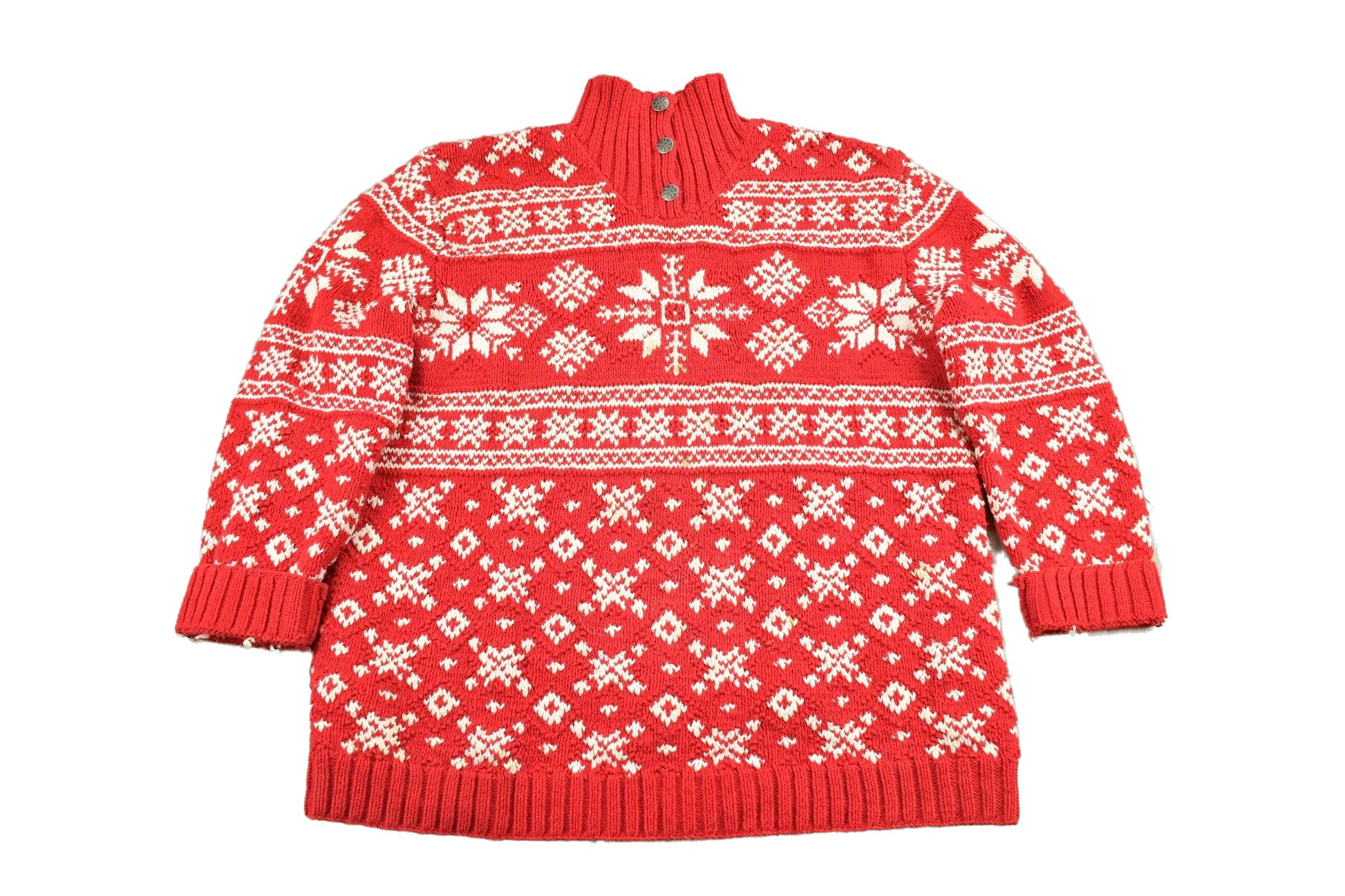 Proper Vintage Clothing > Gender Neutral Adult Clothing > Hoodies & Sweatshirts > Sweatshirts Vintage 1990s Lauren Ralph Lauren Snowflake Knit Women's Sweater / Vintage Ralph Lauren / All Over Pattern