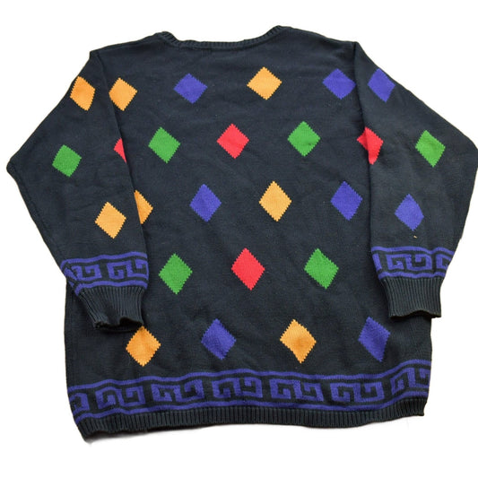 Proper Vintage Clothing > Gender Neutral Adult Clothing > Hoodies & Sweatshirts > Sweatshirts Vintage 1990s Liz Claiborne Knitted Crewneck Sweater / Vintage 90s Crewneck / All Over Pattern / Colorful / Sweatshirt / Abstract Pattern