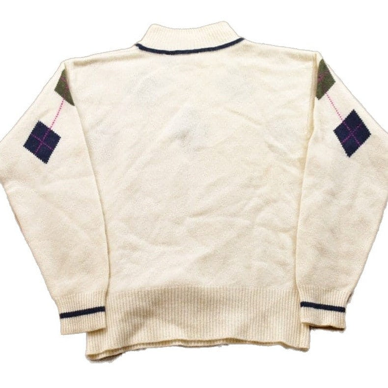 Proper Vintage Clothing > Gender Neutral Adult Clothing > Hoodies & Sweatshirts > Sweatshirts Vintage 1990s Liz Sport Knitted Lambswool Turtleneck Sweater / Vintage 90s Turtleneck / Argyle Knit / Argyle Turtleneck / Sweatshirt